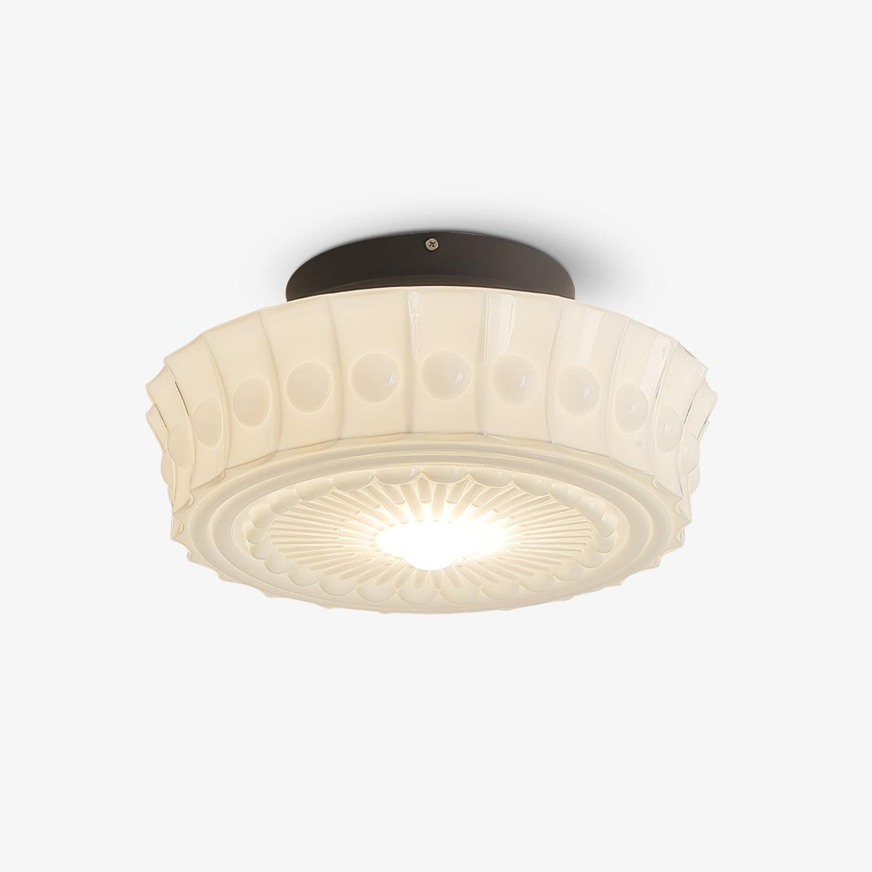 Solara Ceiling Lamp White Glass Floral for Living Room-Neutral Decor