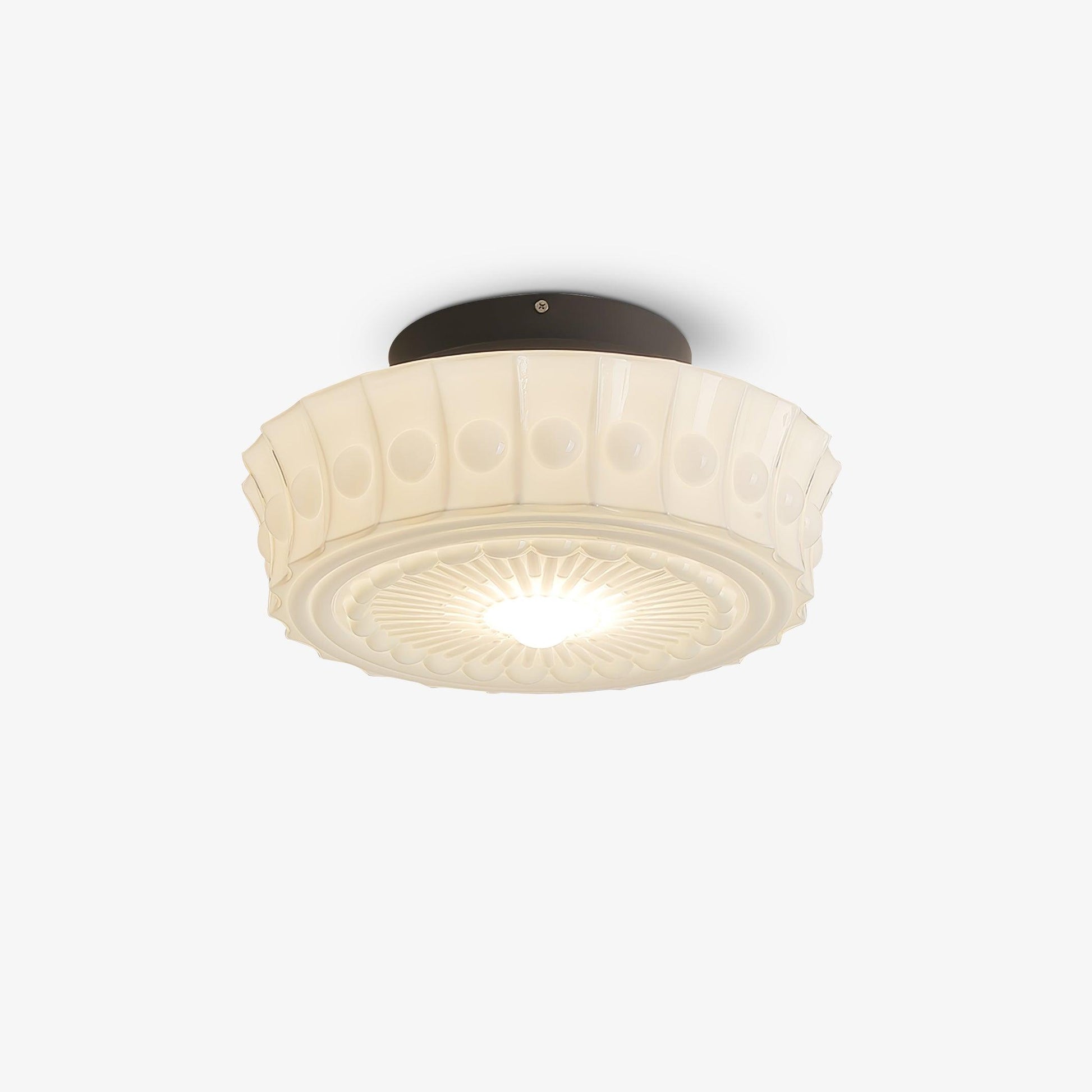 Solara Ceiling Lamp White Glass Floral for Living Room-Neutral Decor