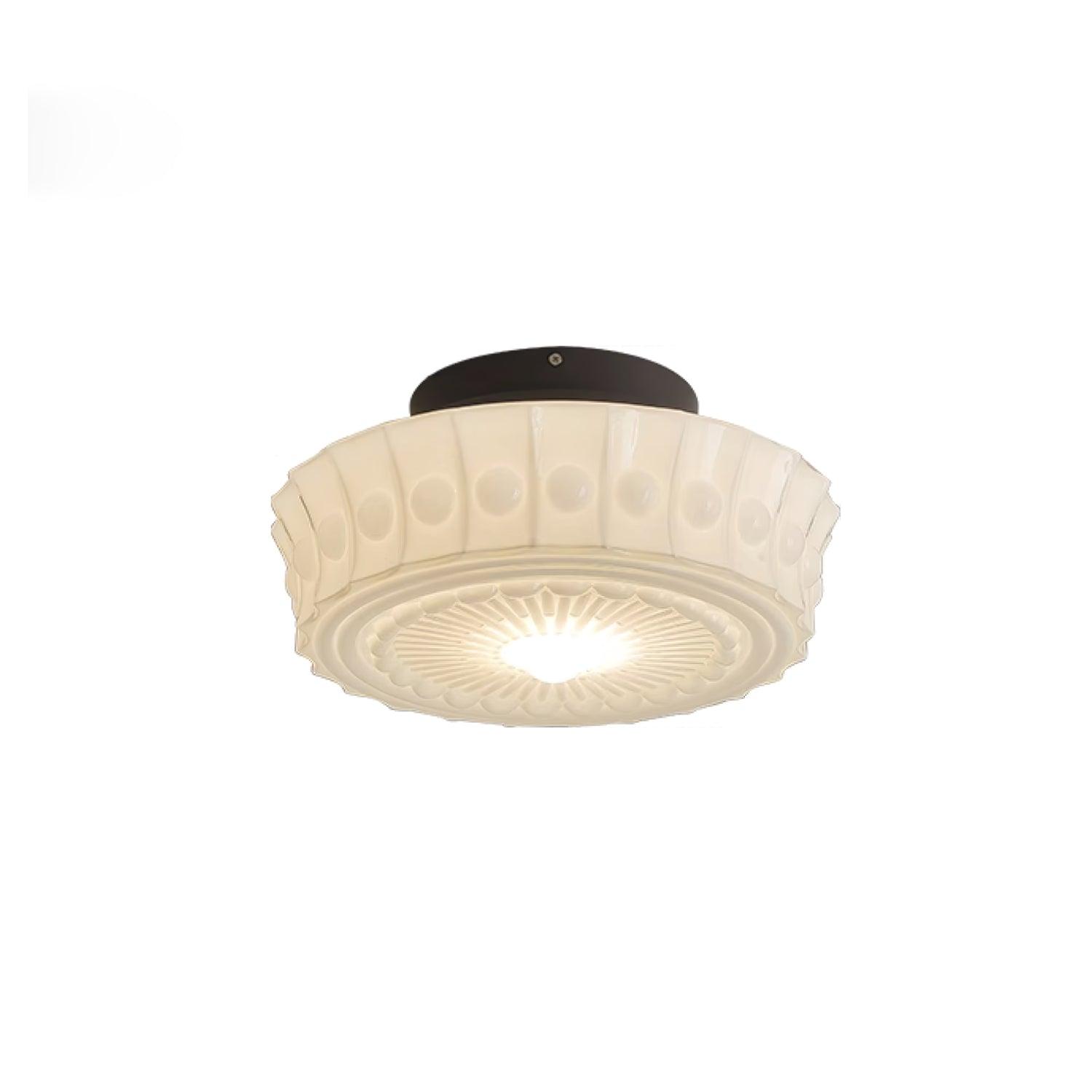 Solara Ceiling Lamp White Glass Floral for Living Room-Neutral Decor