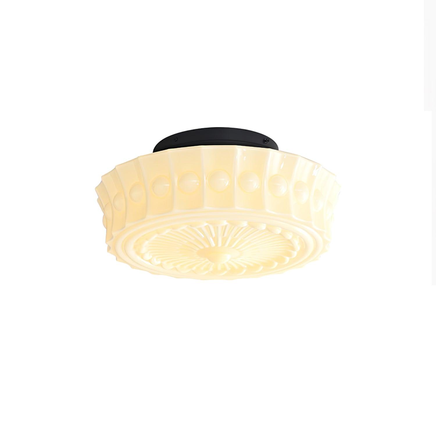 Solara Ceiling Lamp White Glass Floral for Living Room-Neutral Decor