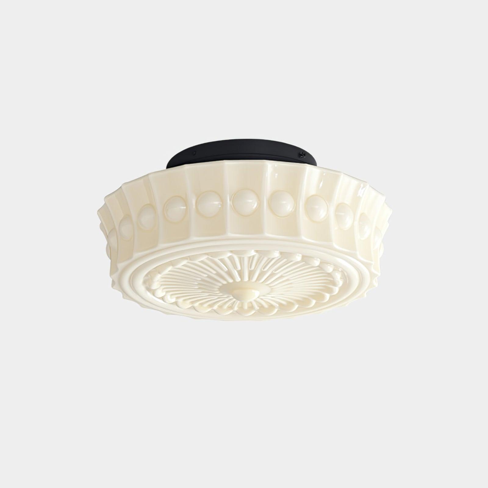 Solara Ceiling Lamp White Glass Floral for Living Room-Neutral Decor