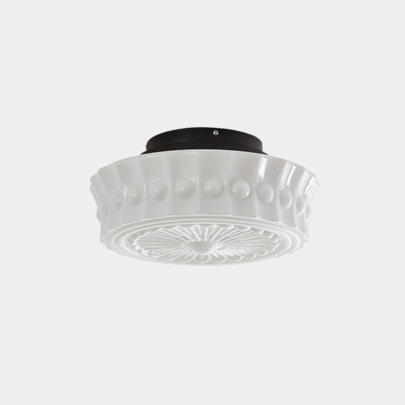 Solara Ceiling Lamp White Glass Floral for Living Room-Neutral Decor