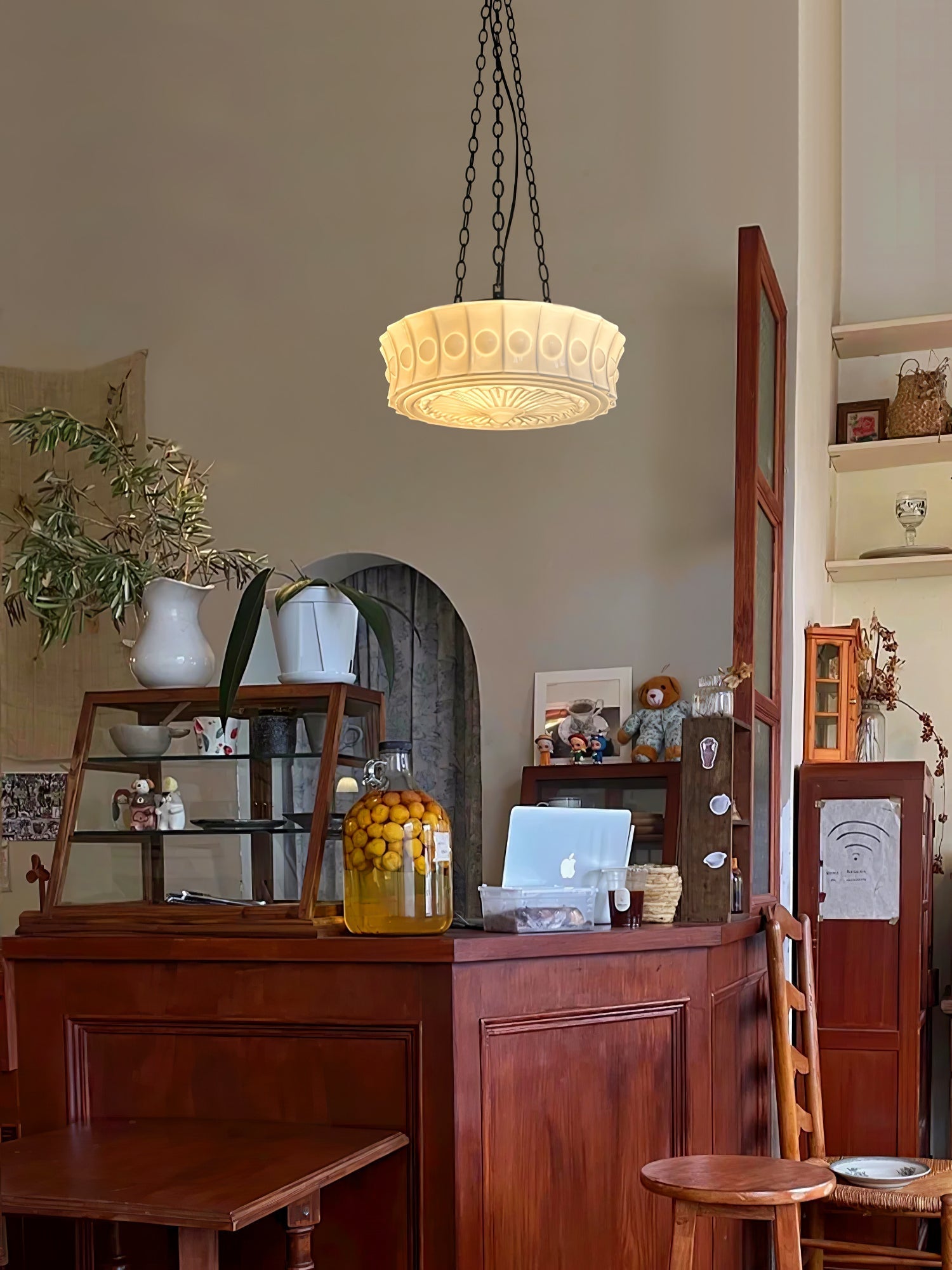 Sirixon Pendant Lamp Chain White Glass-Neutral Decor