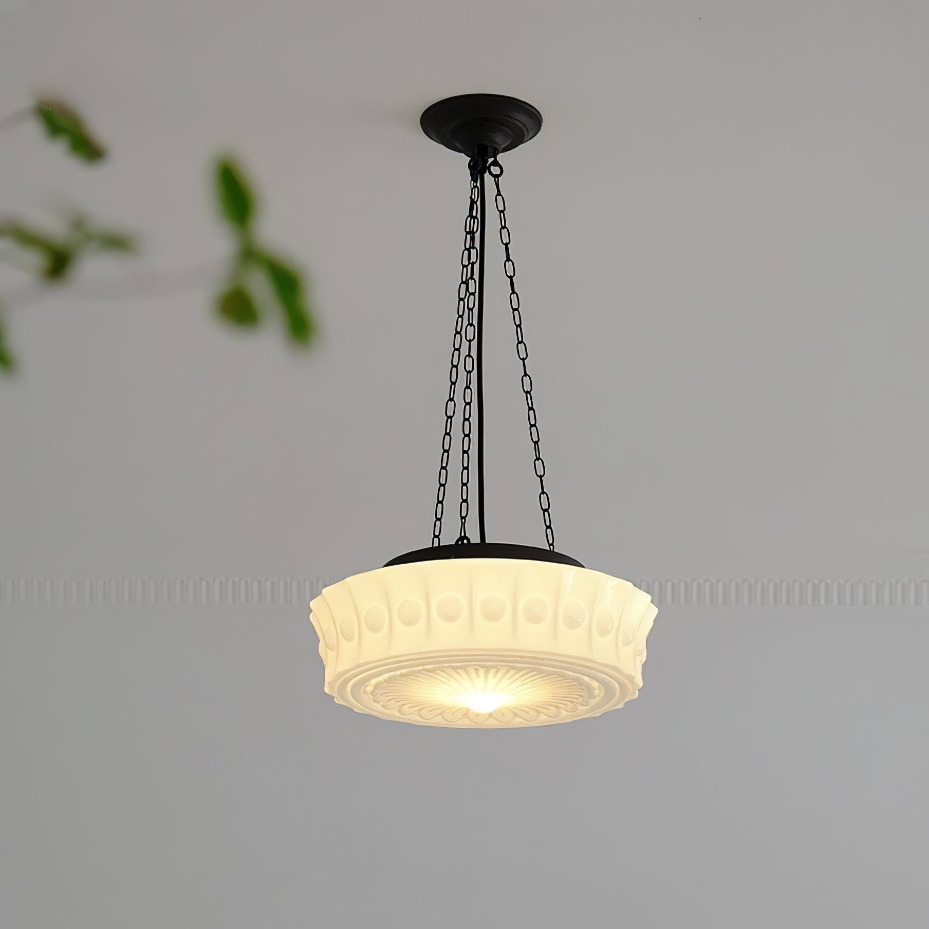 Sirixon Pendant Lamp Chain White Glass-Neutral Decor