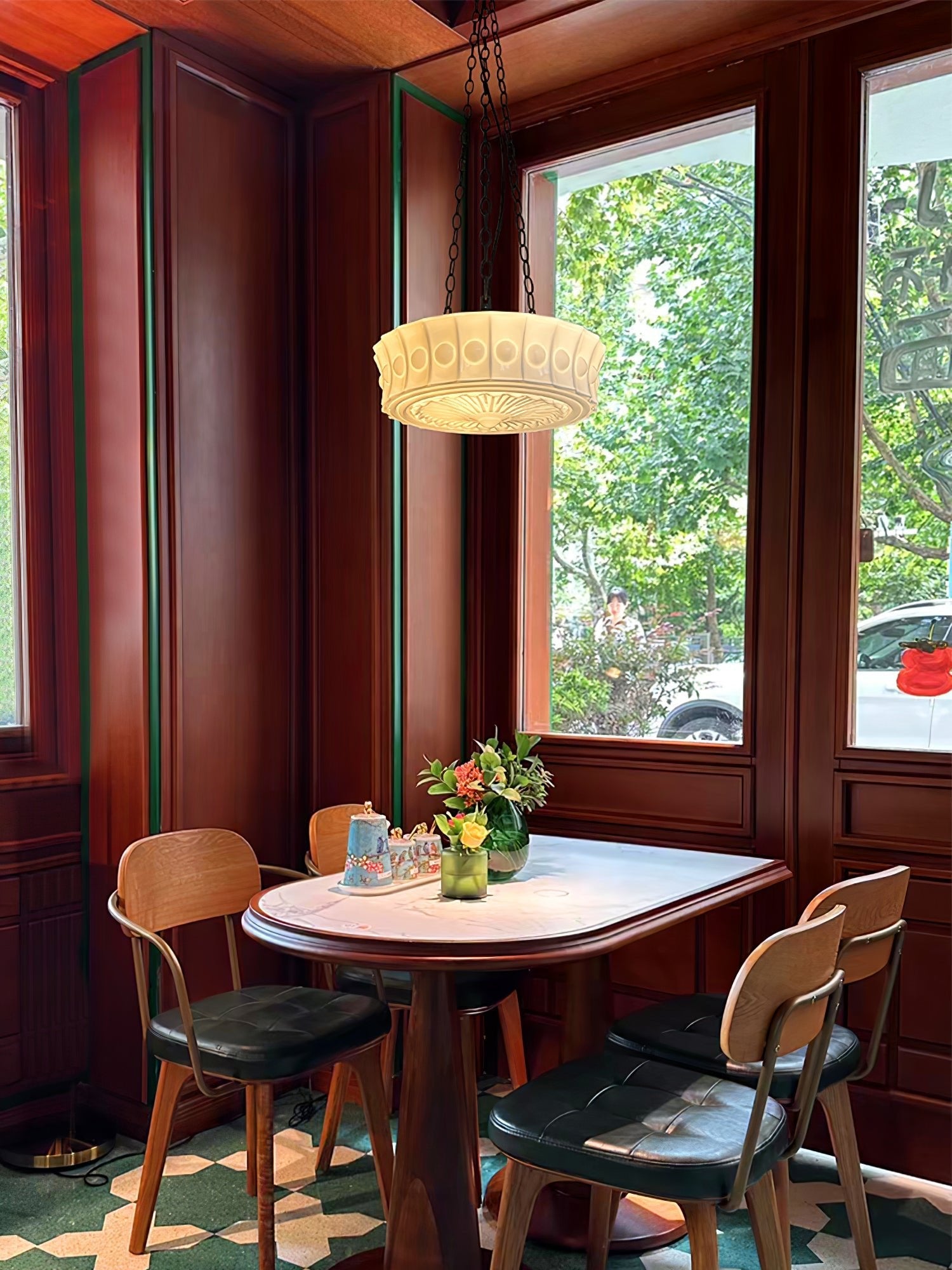 Sirixon Pendant Lamp Chain White Glass-Neutral Decor