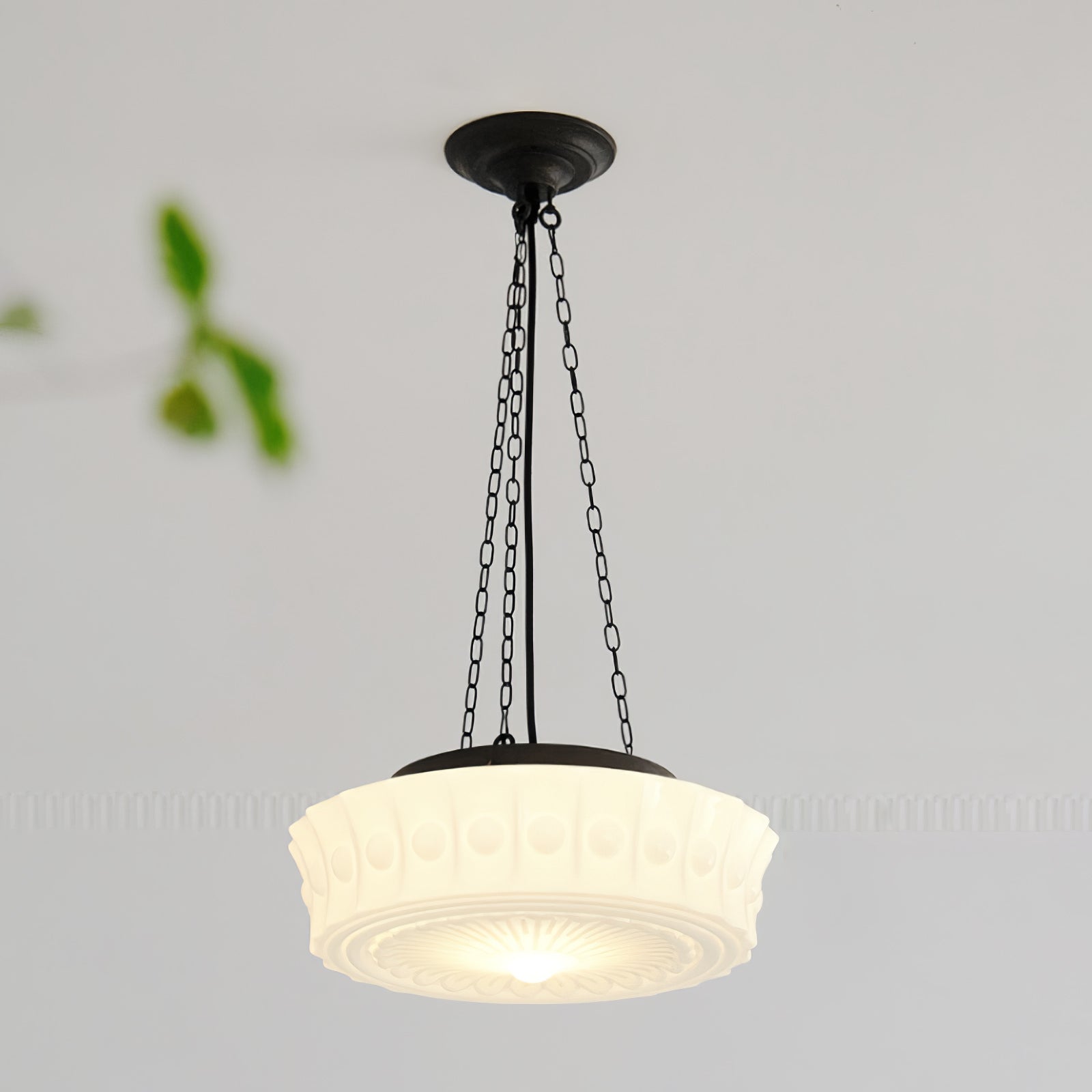 Sirixon Pendant Lamp Chain White Glass-Neutral Decor