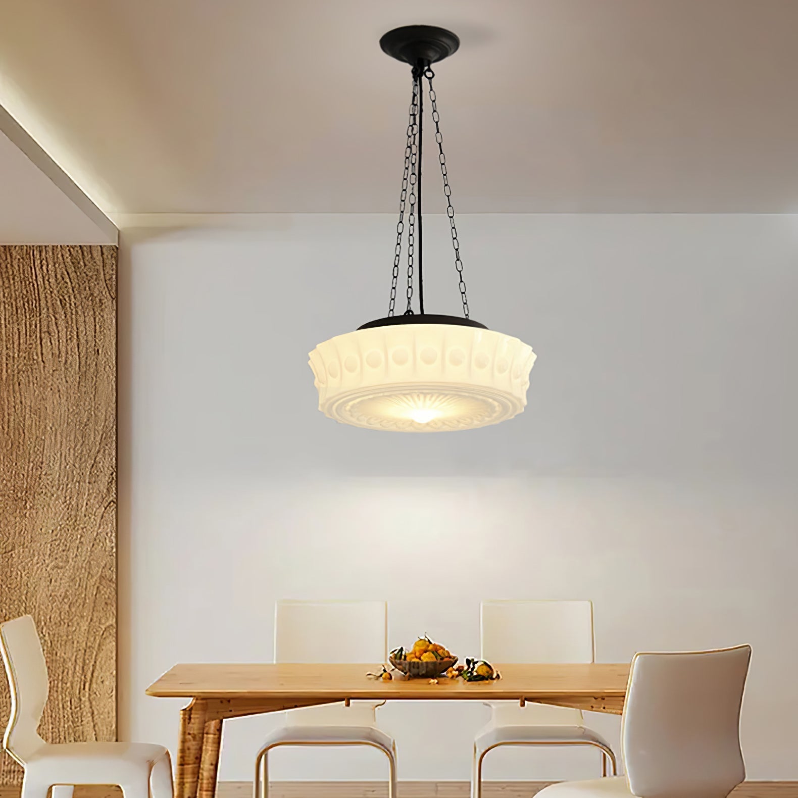 Sirixon Pendant Lamp Chain White Glass-Neutral Decor