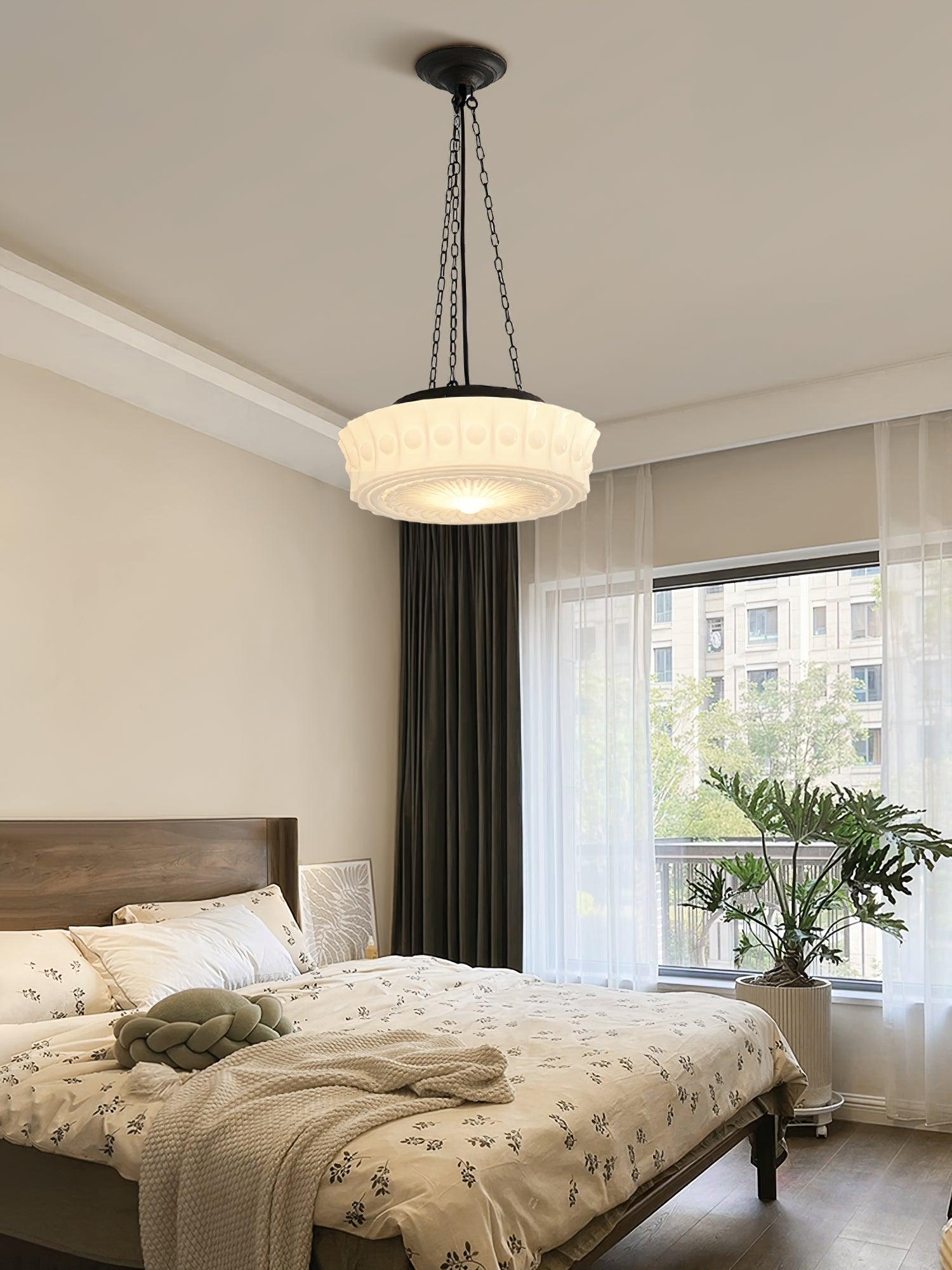 Sirixon Pendant Lamp Chain White Glass-Neutral Decor