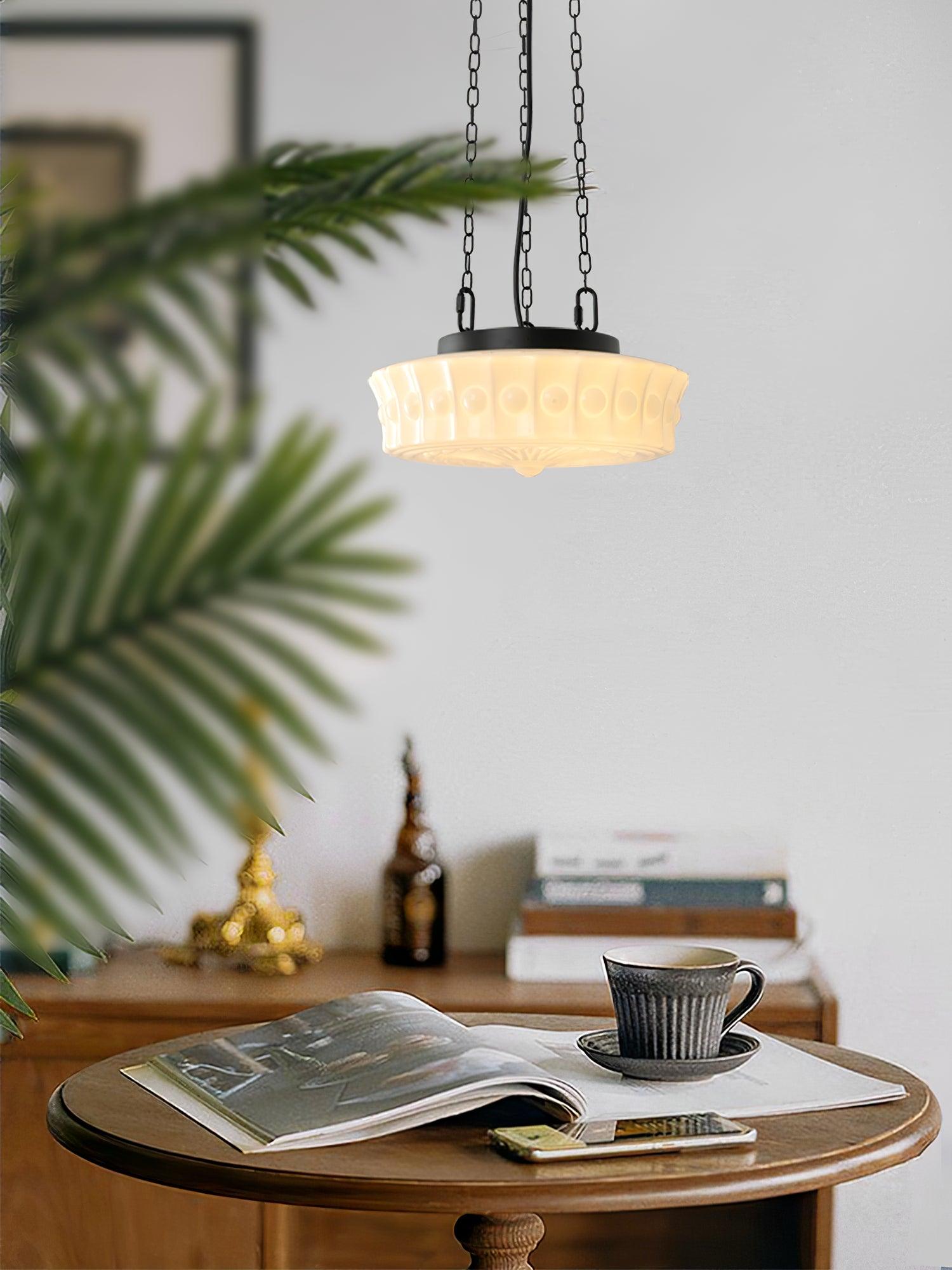 Sirixon Pendant Lamp Chain White Glass-Neutral Decor
