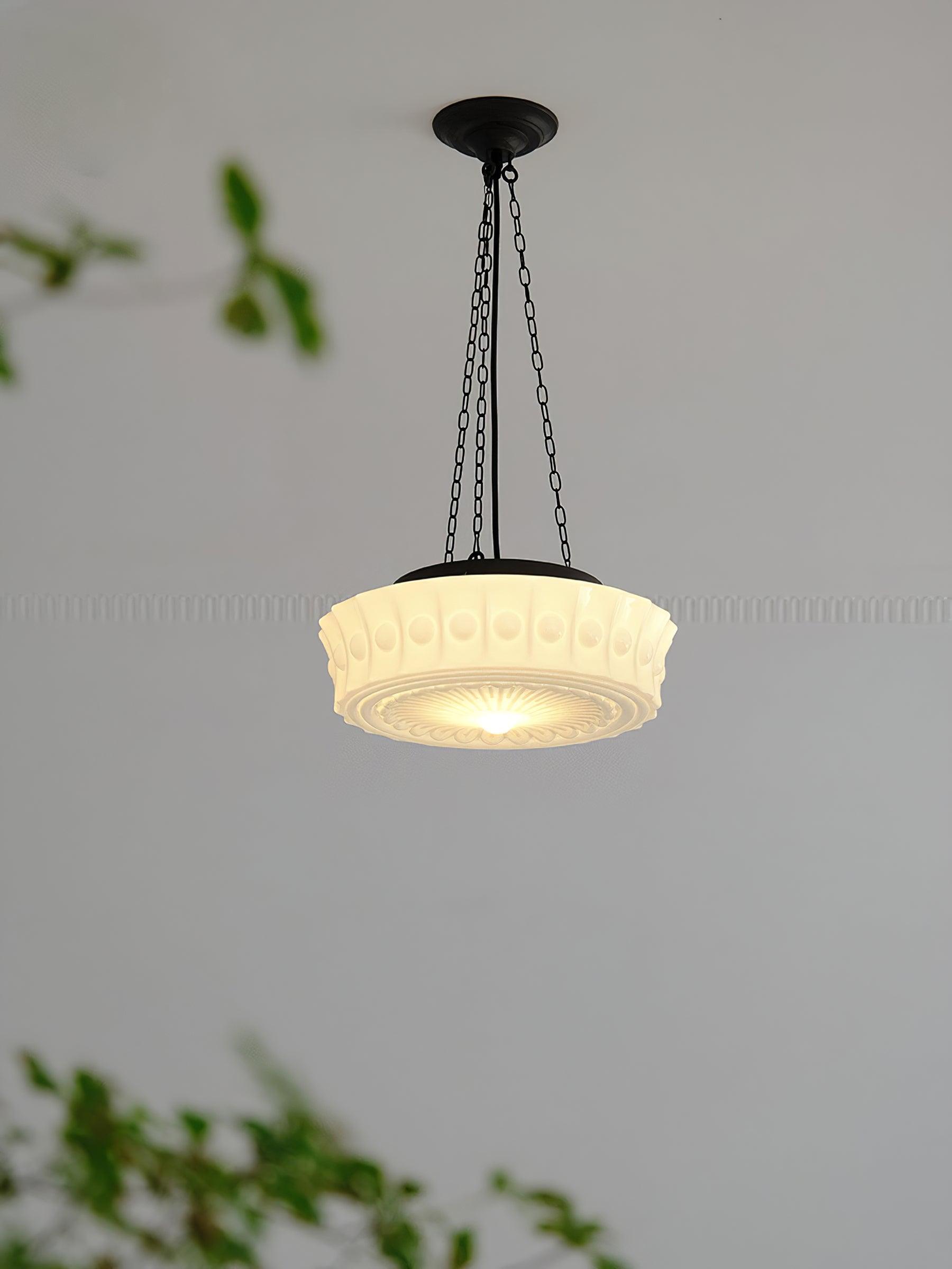 Sirixon Pendant Lamp Chain White Glass-Neutral Decor