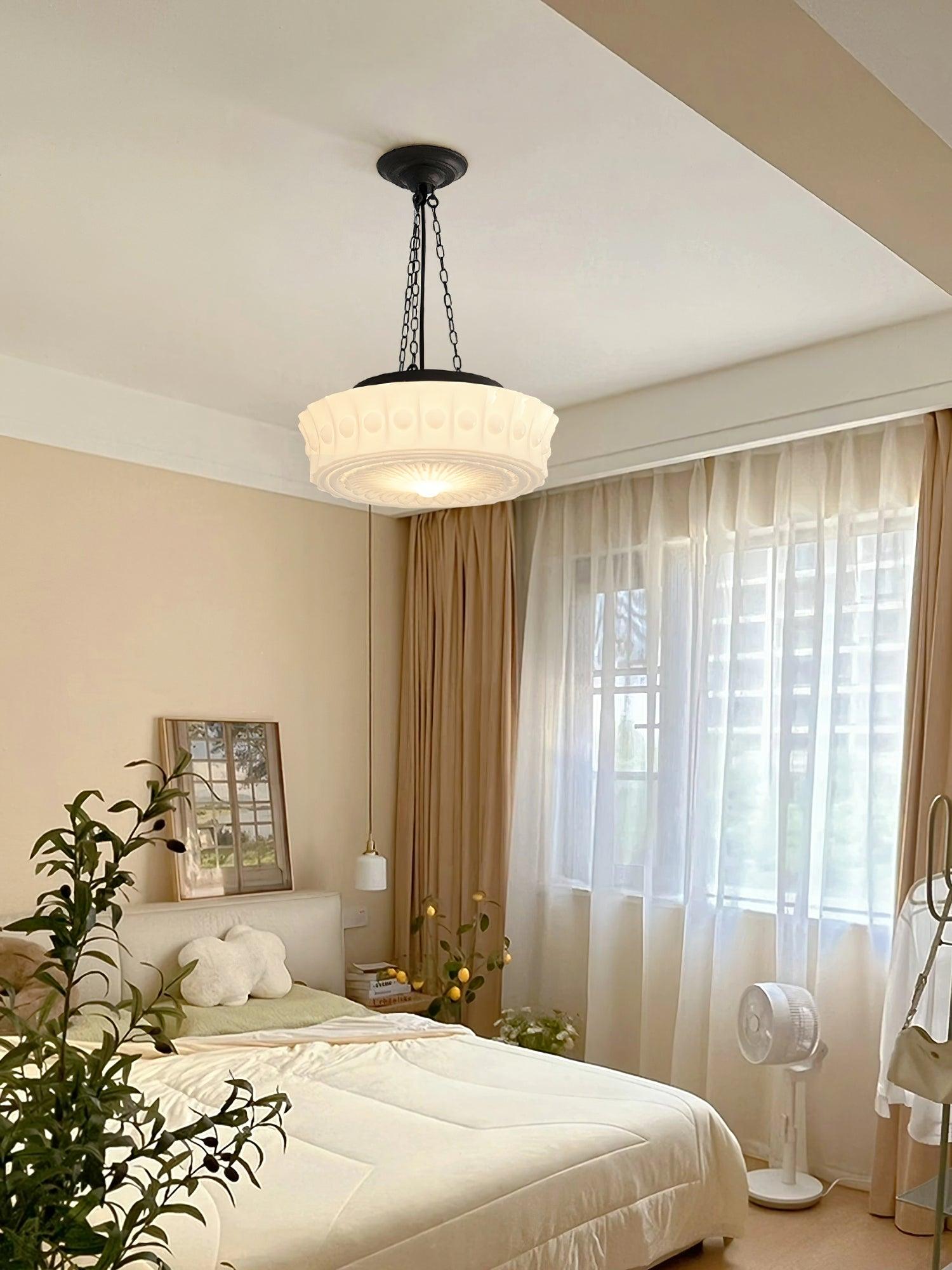 Sirixon Pendant Lamp Chain White Glass-Neutral Decor