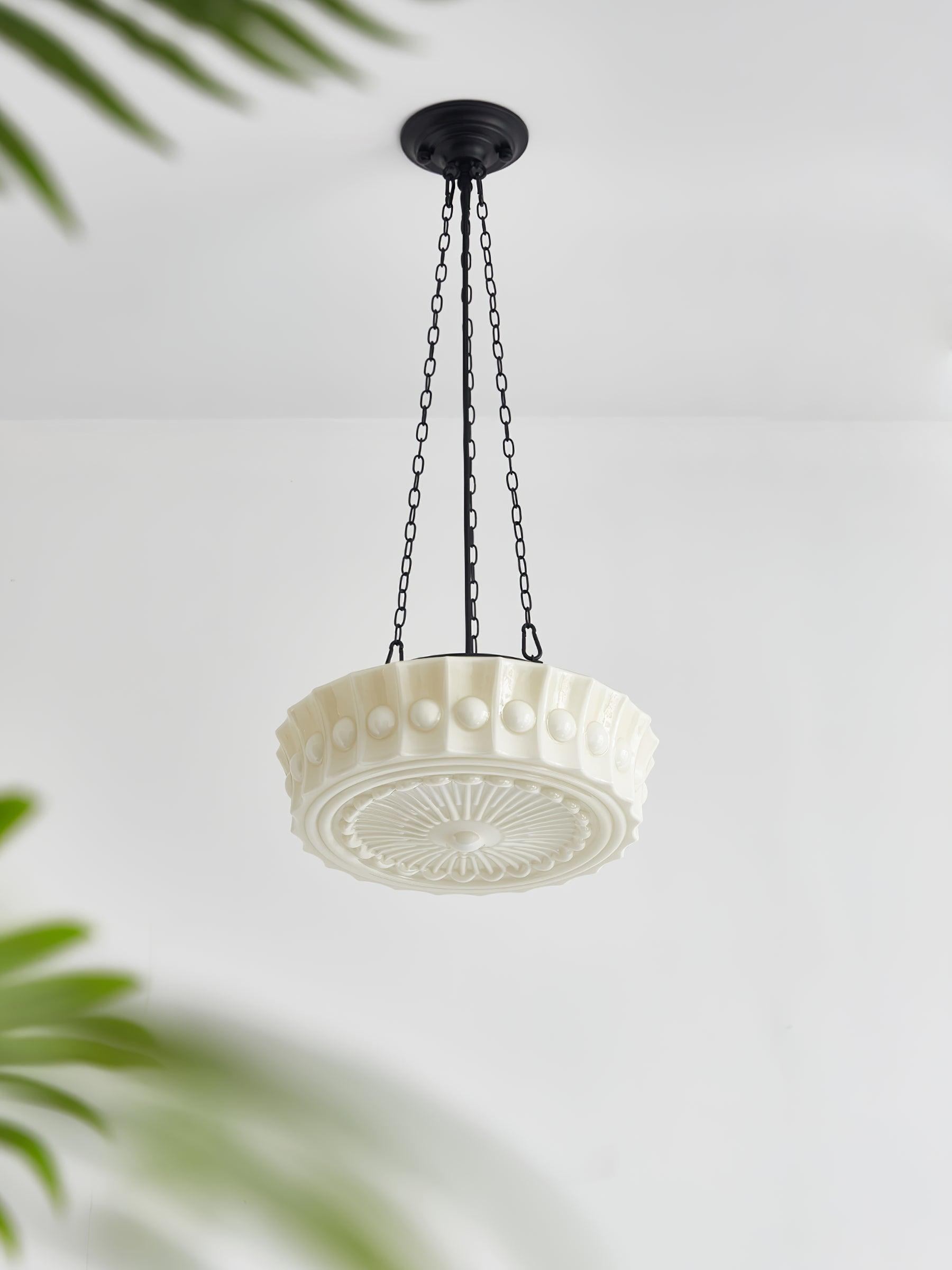 Sirixon Pendant Lamp Chain White Glass-Neutral Decor