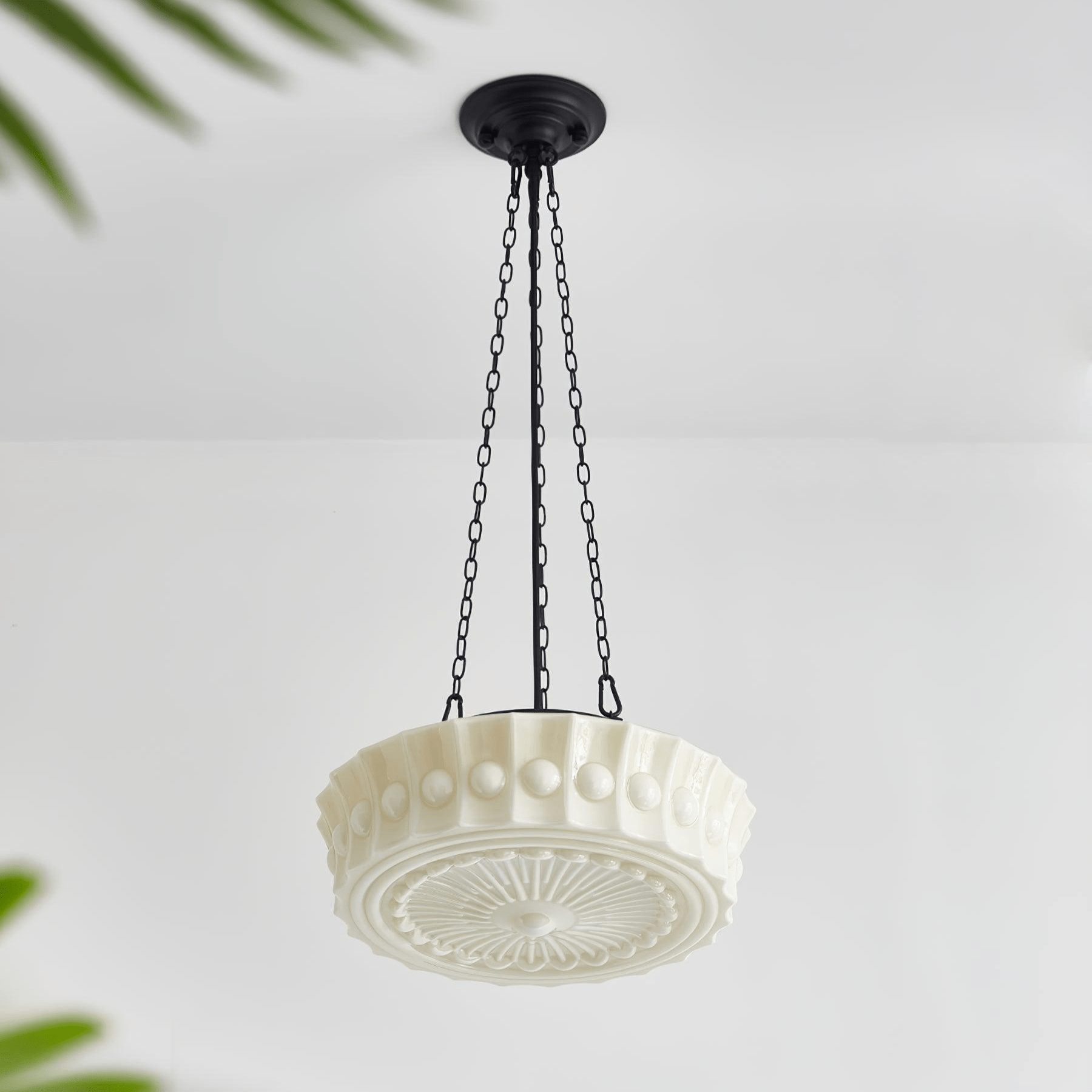 Sirixon Pendant Lamp Chain White Glass-Neutral Decor