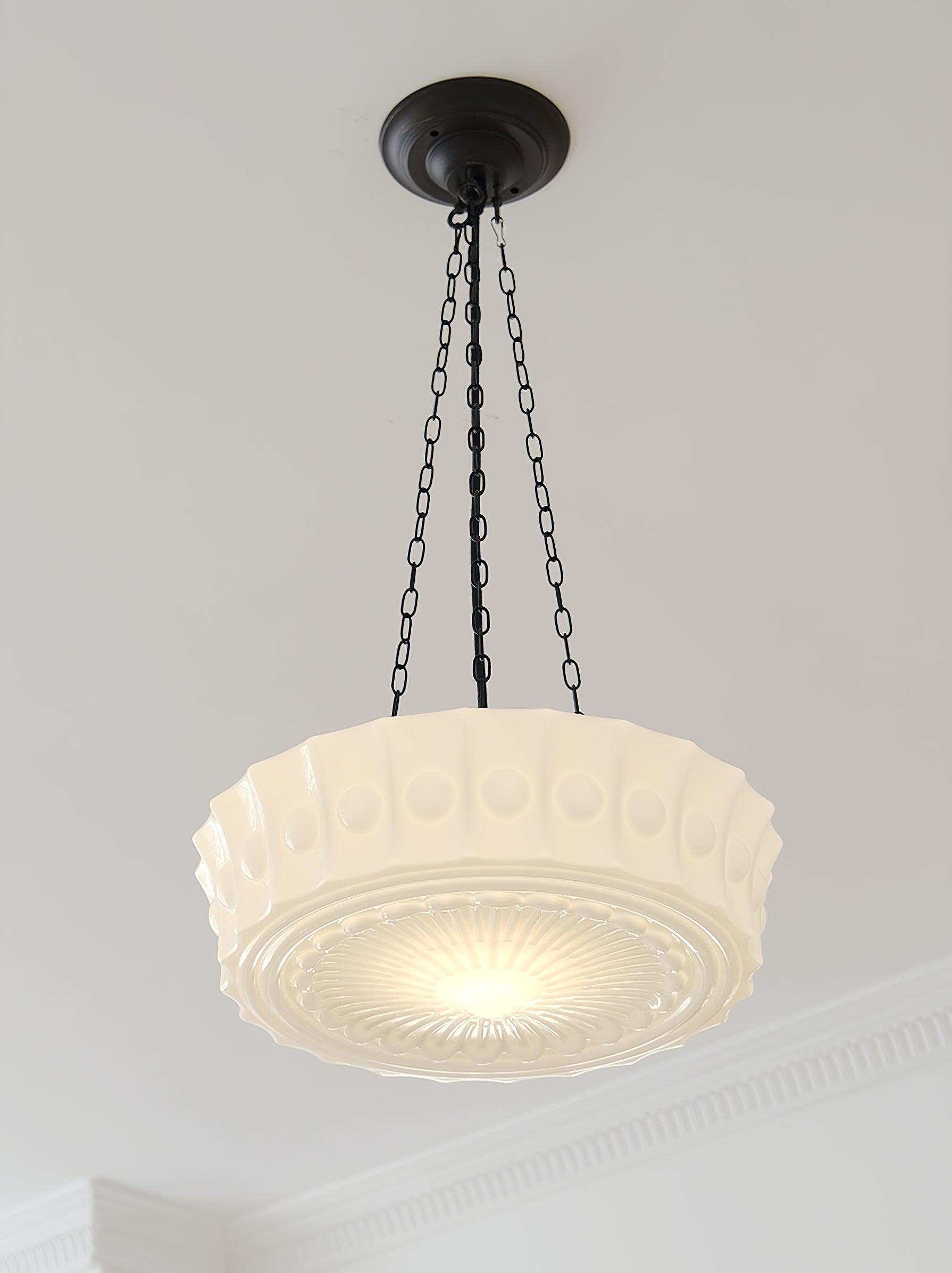 Sirixon Pendant Lamp Chain White Glass-Neutral Decor