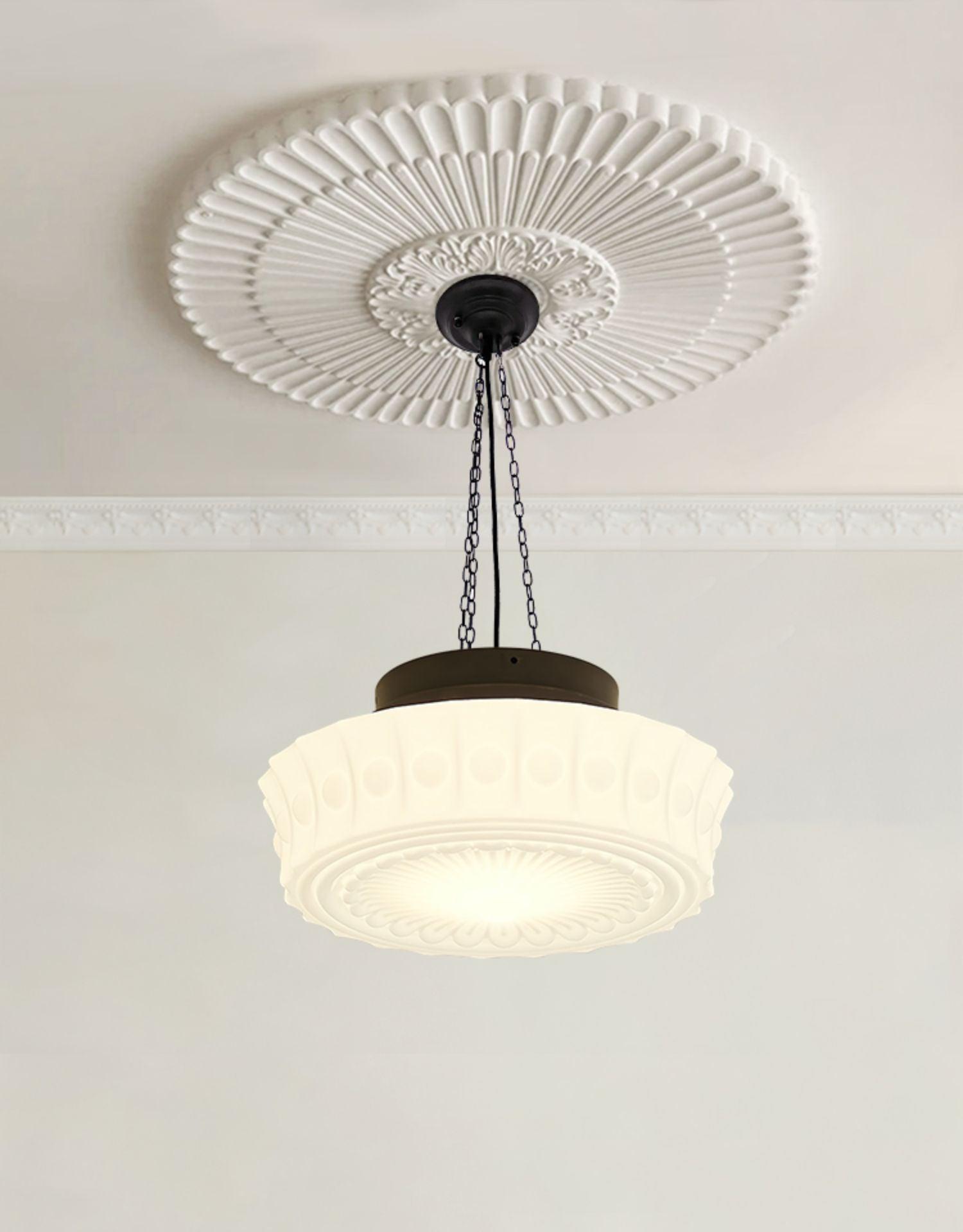 Sirixon Pendant Lamp Chain White Glass-Neutral Decor