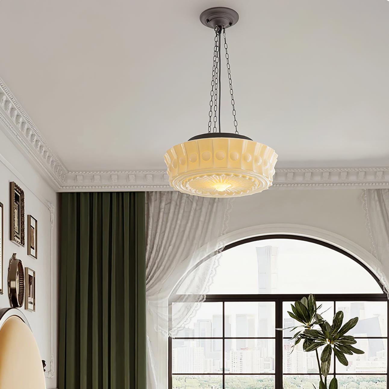Sirixon Pendant Lamp Chain White Glass-Neutral Decor