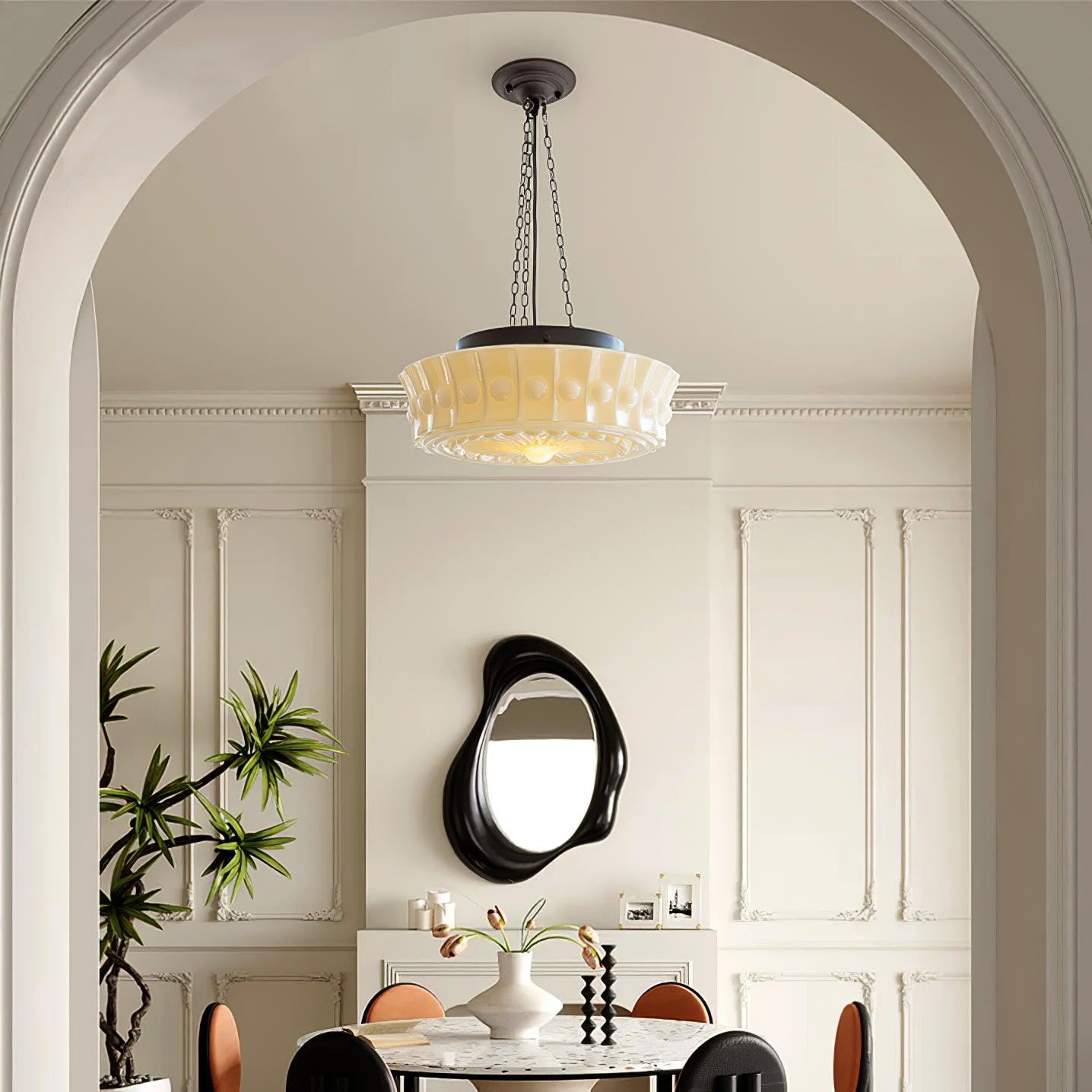 Sirixon Pendant Lamp Chain White Glass-Neutral Decor
