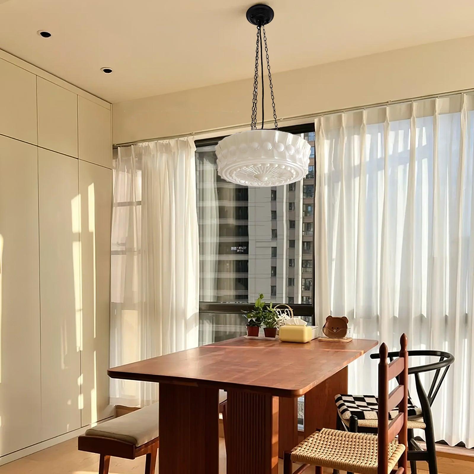 Sirixon Pendant Lamp Chain White Glass-Neutral Decor