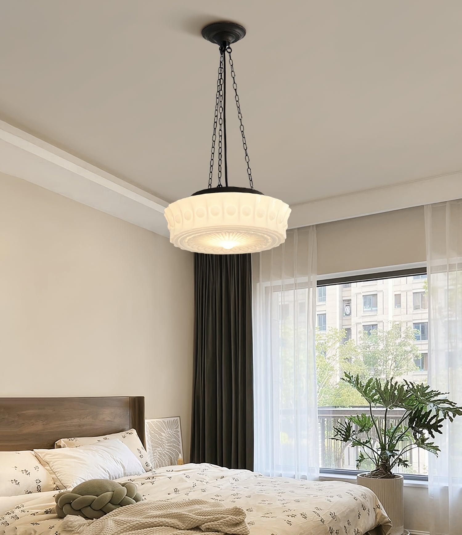 Sirixon Pendant Lamp Chain White Glass-Neutral Decor