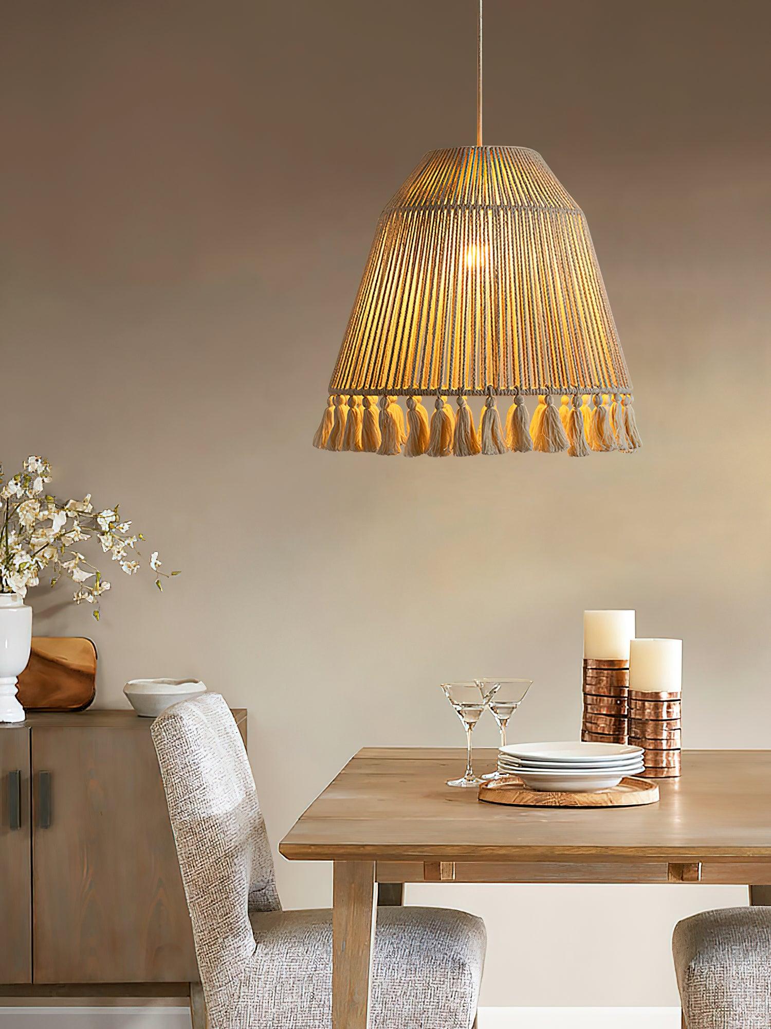 Hlugan Traditional Tassel Rope Pendant Light-Neutral Decor