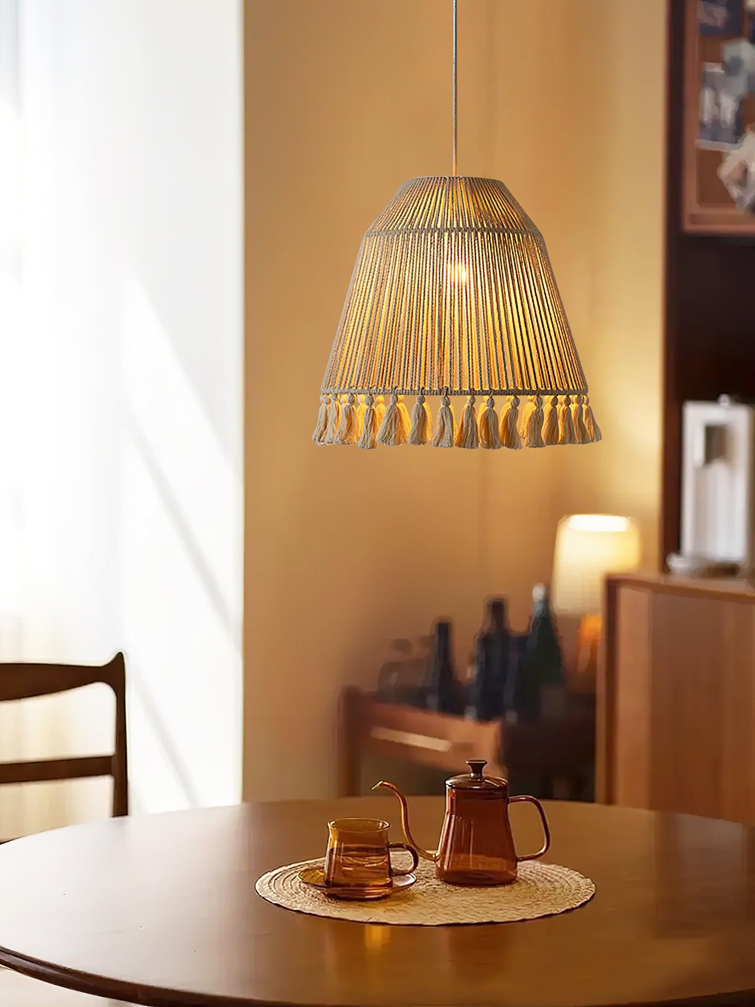 Hlugan Traditional Tassel Rope Pendant Light-Neutral Decor