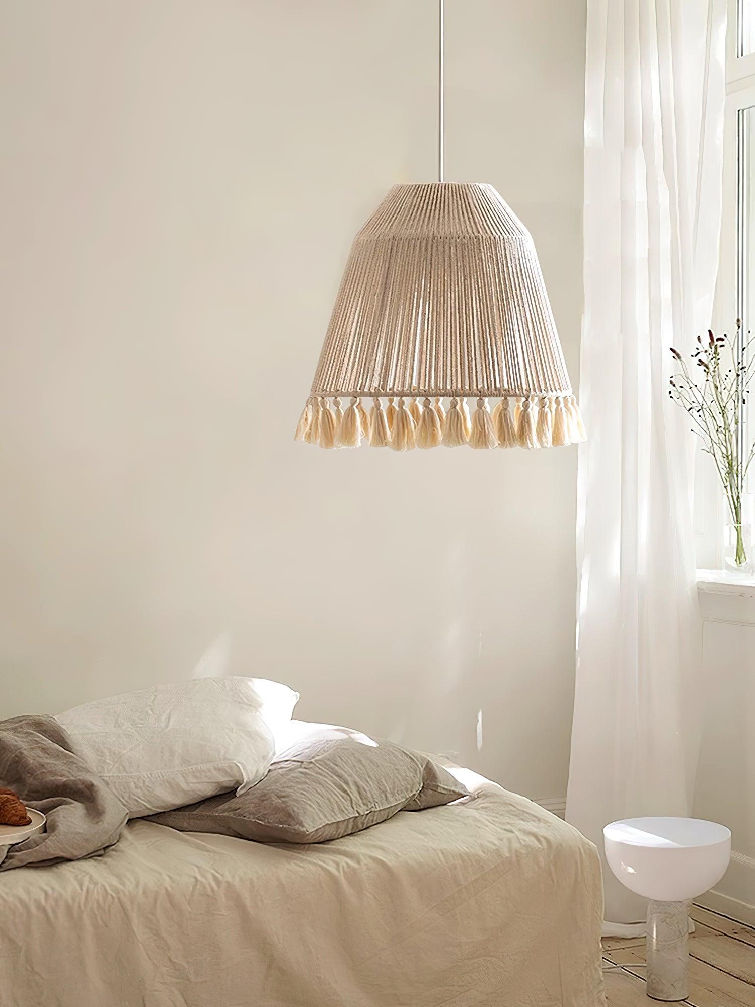 Hlugan Traditional Tassel Rope Pendant Light-Neutral Decor