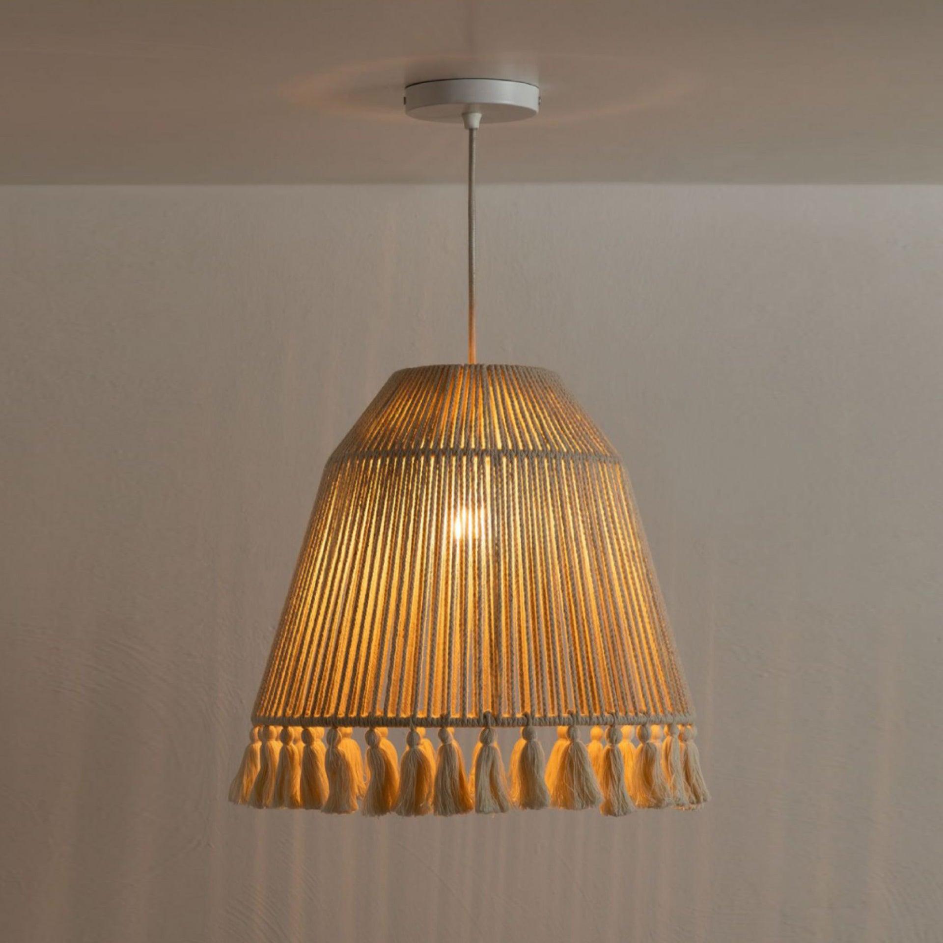 Hlugan Traditional Tassel Rope Pendant Light-Neutral Decor