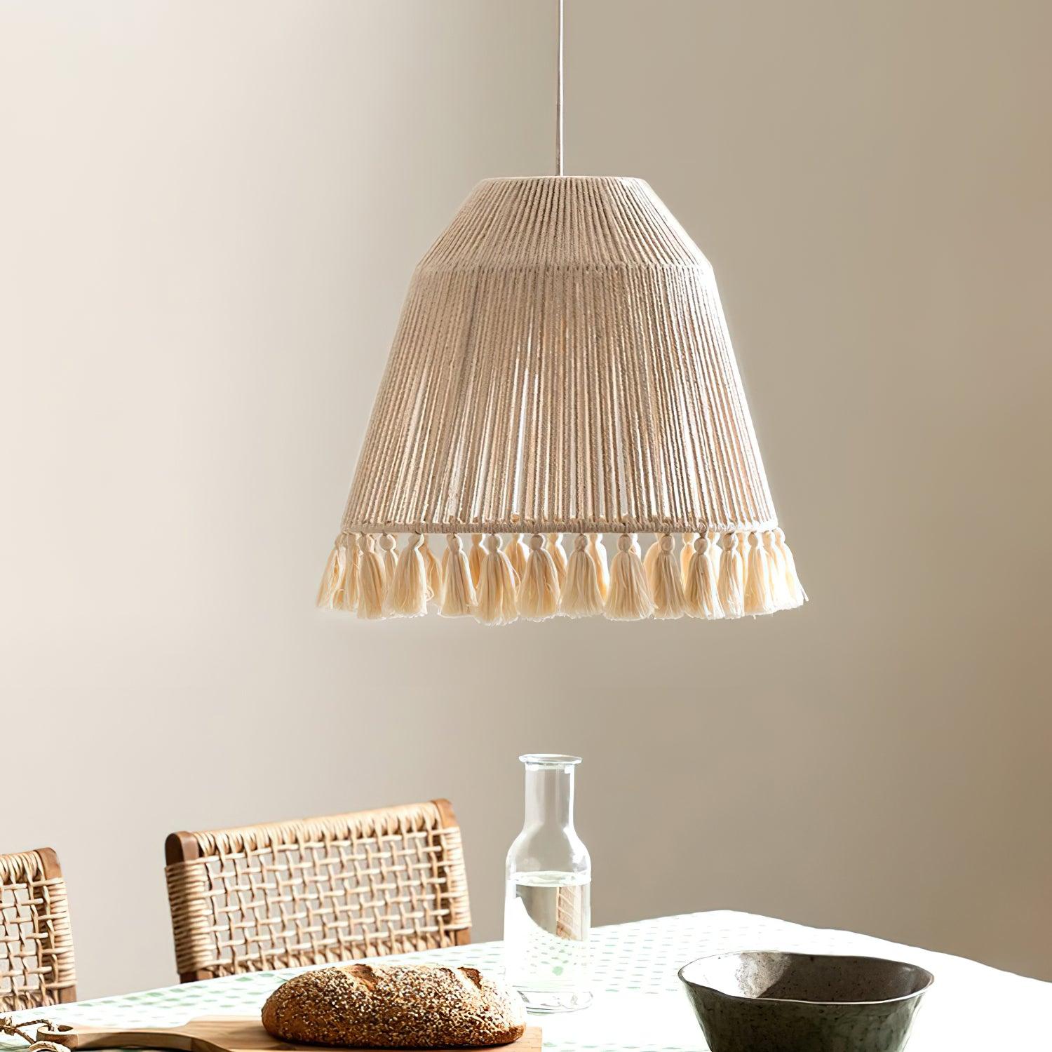 Hlugan Traditional Tassel Rope Pendant Light-Neutral Decor