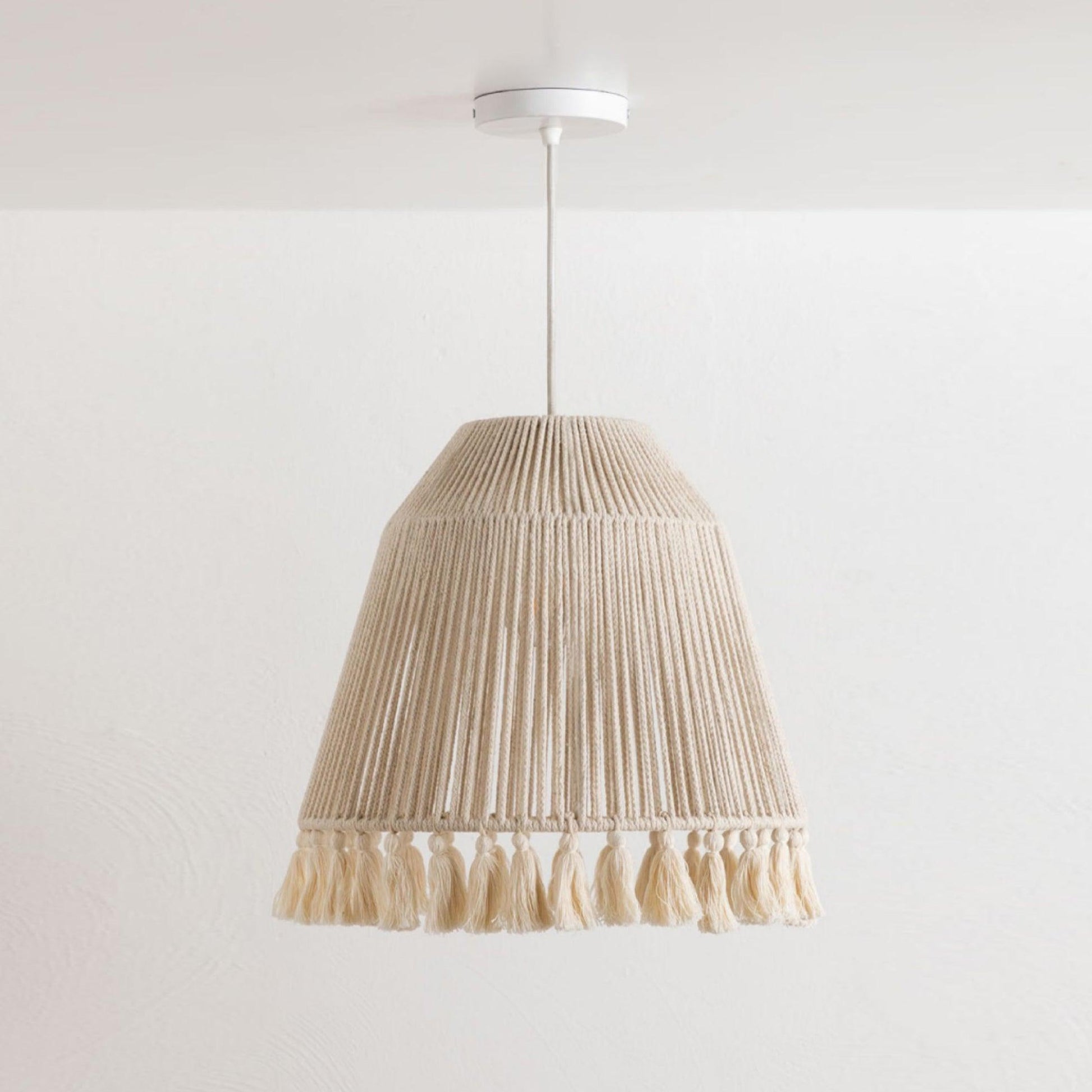 Hlugan Traditional Tassel Rope Pendant Light-Neutral Decor