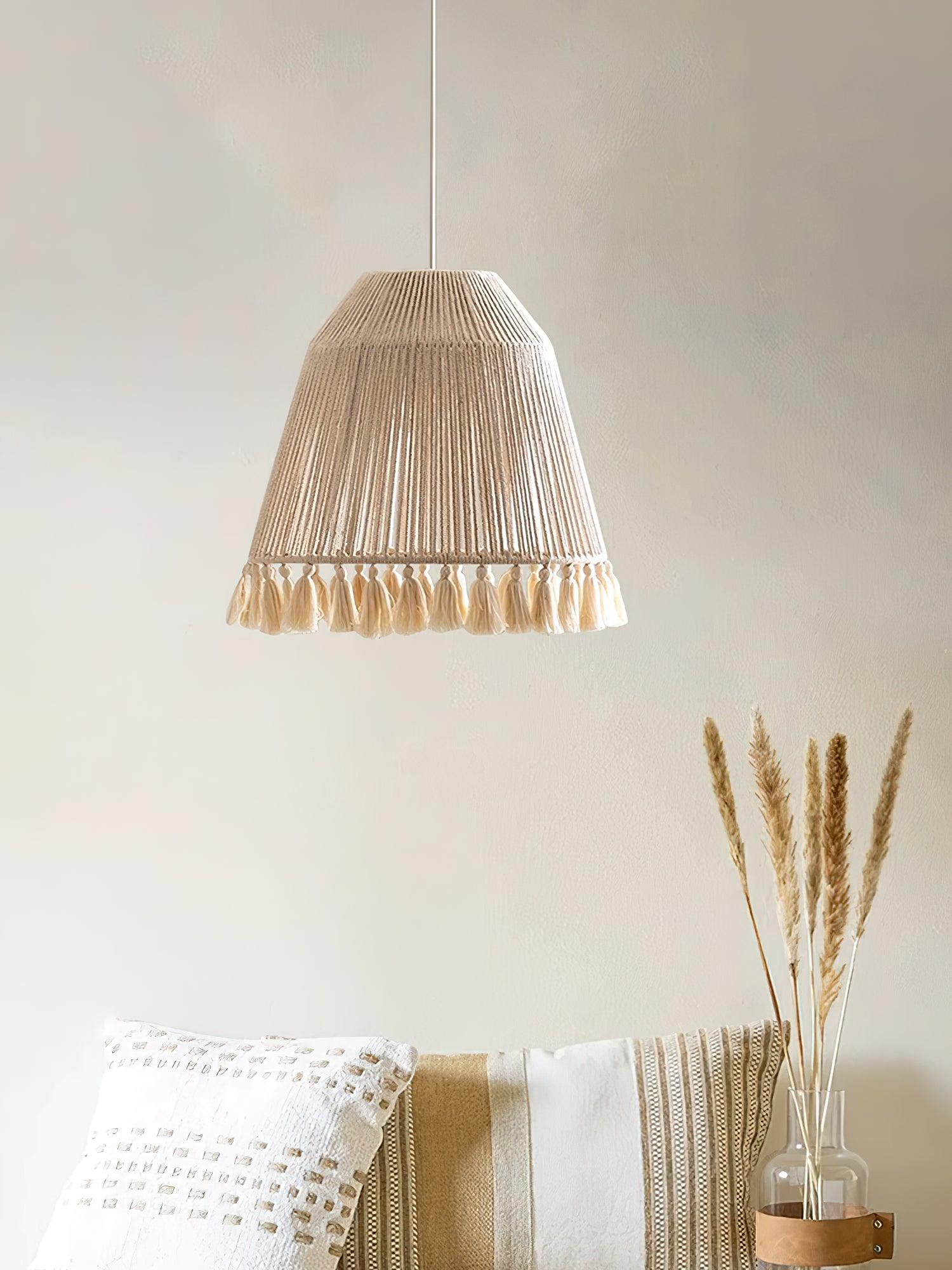 Hlugan Traditional Tassel Rope Pendant Light-Neutral Decor