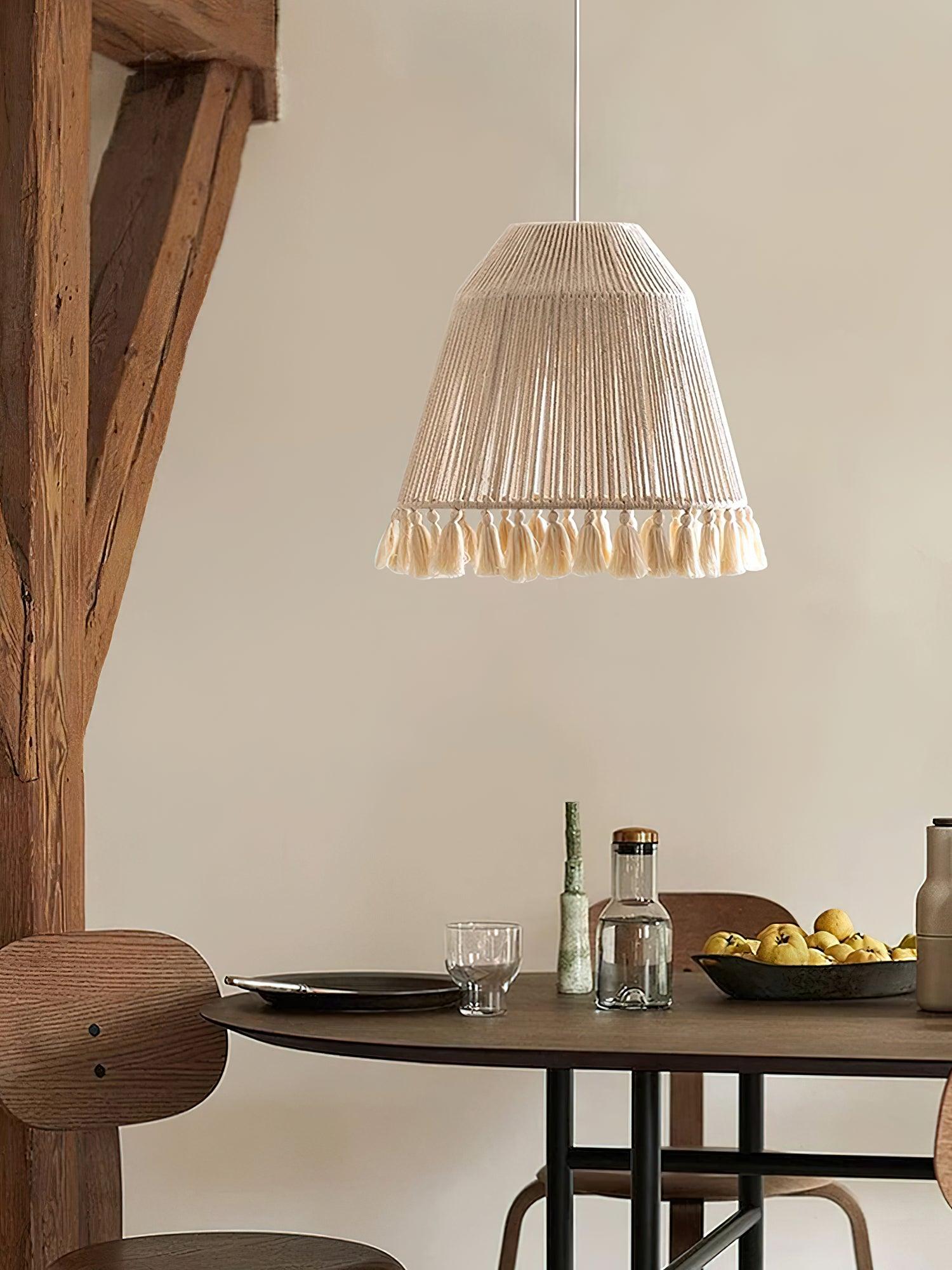Hlugan Traditional Tassel Rope Pendant Light-Neutral Decor