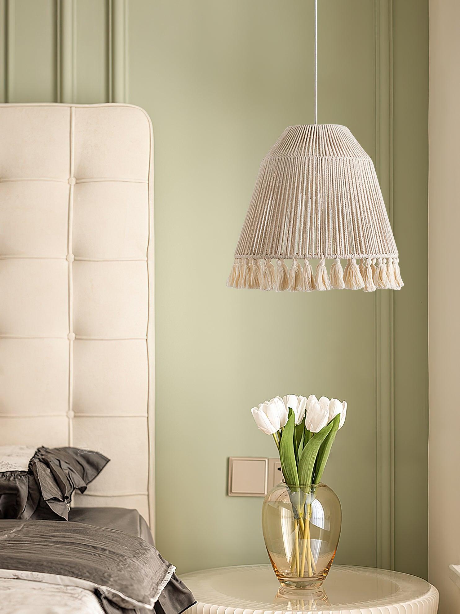 Hlugan Traditional Tassel Rope Pendant Light-Neutral Decor