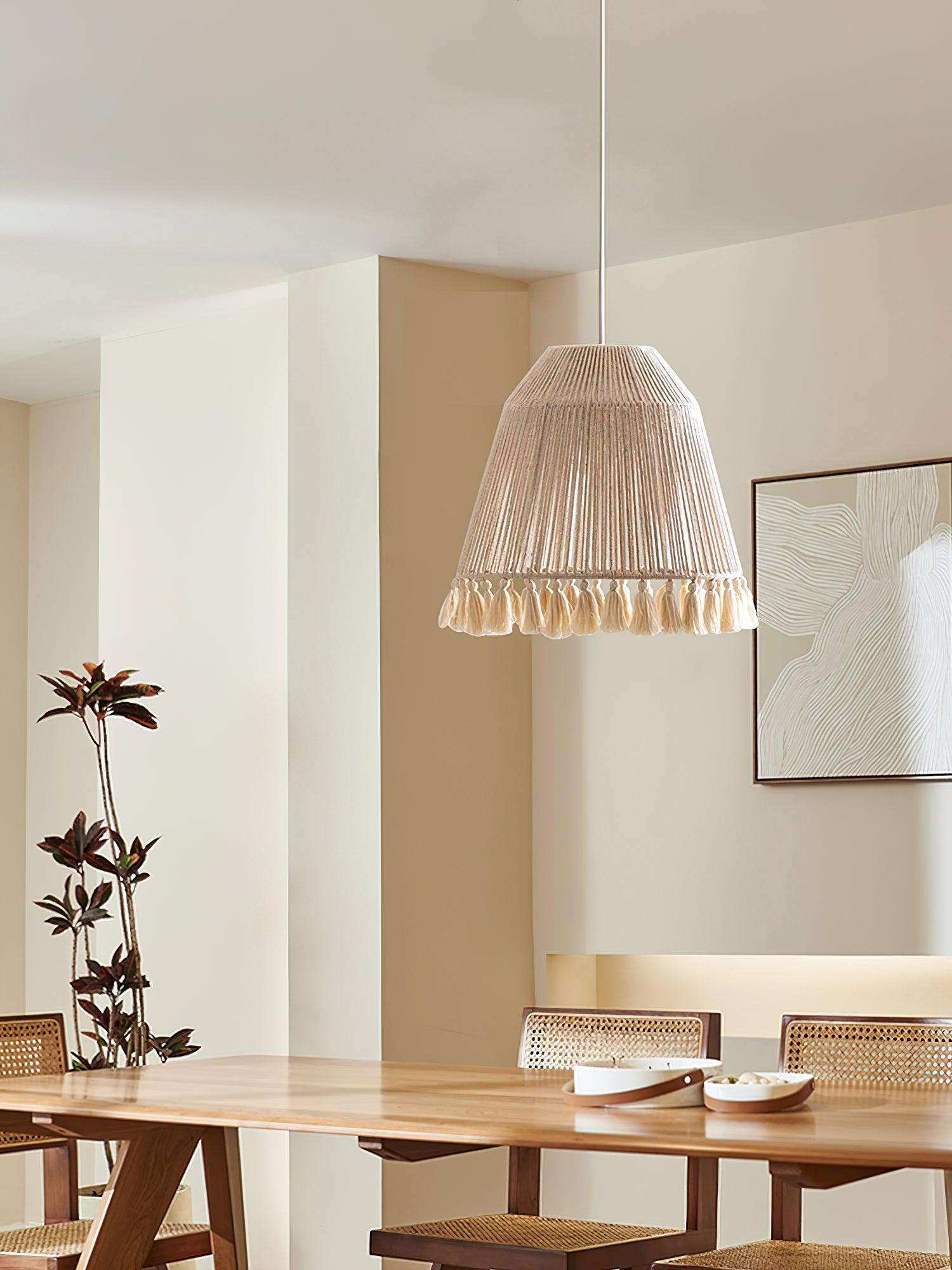 Hlugan Traditional Tassel Rope Pendant Light-Neutral Decor