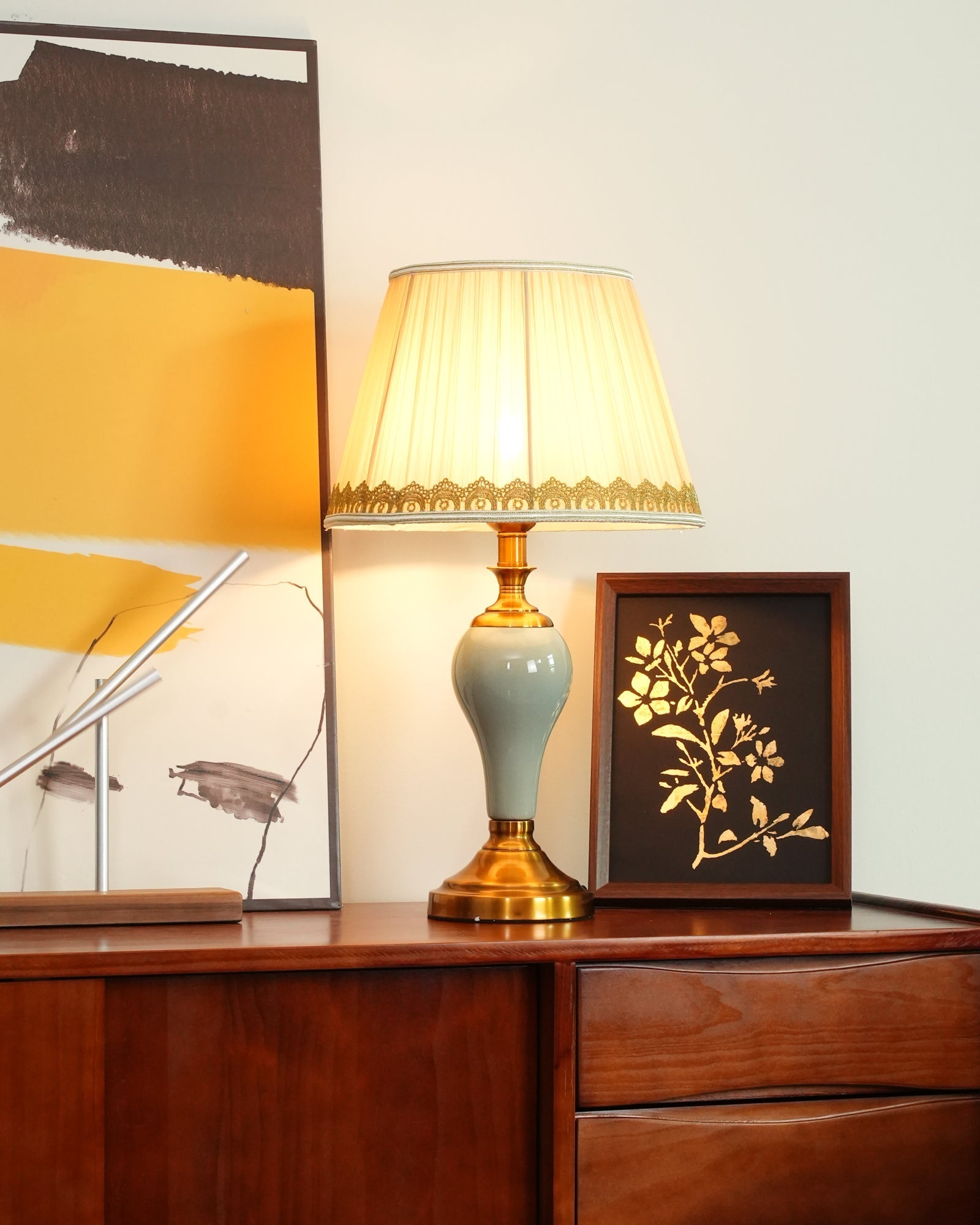 Mirova Ceramic Fabric Table Lamp-Neutral Decor