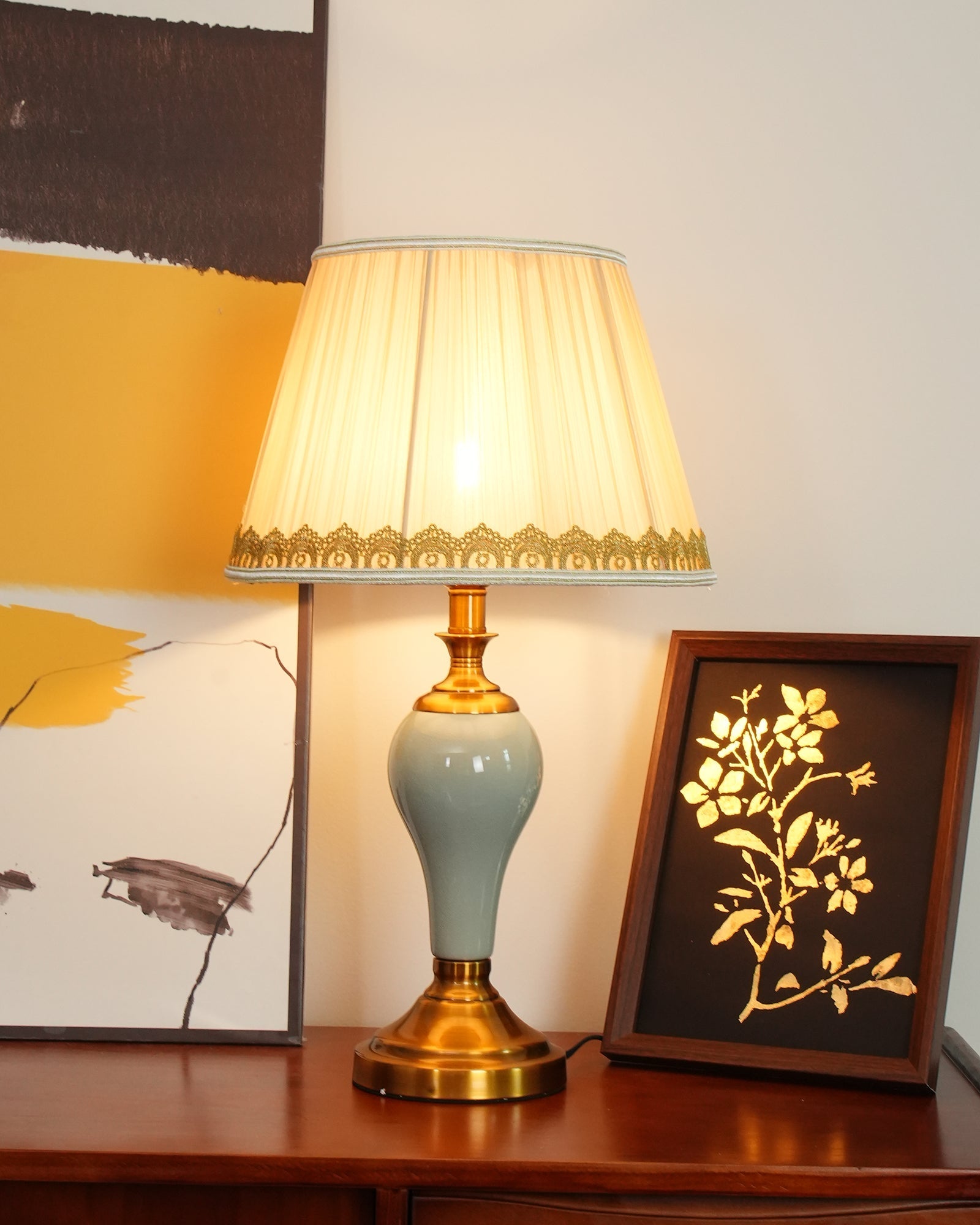 Mirova Ceramic Fabric Table Lamp-Neutral Decor