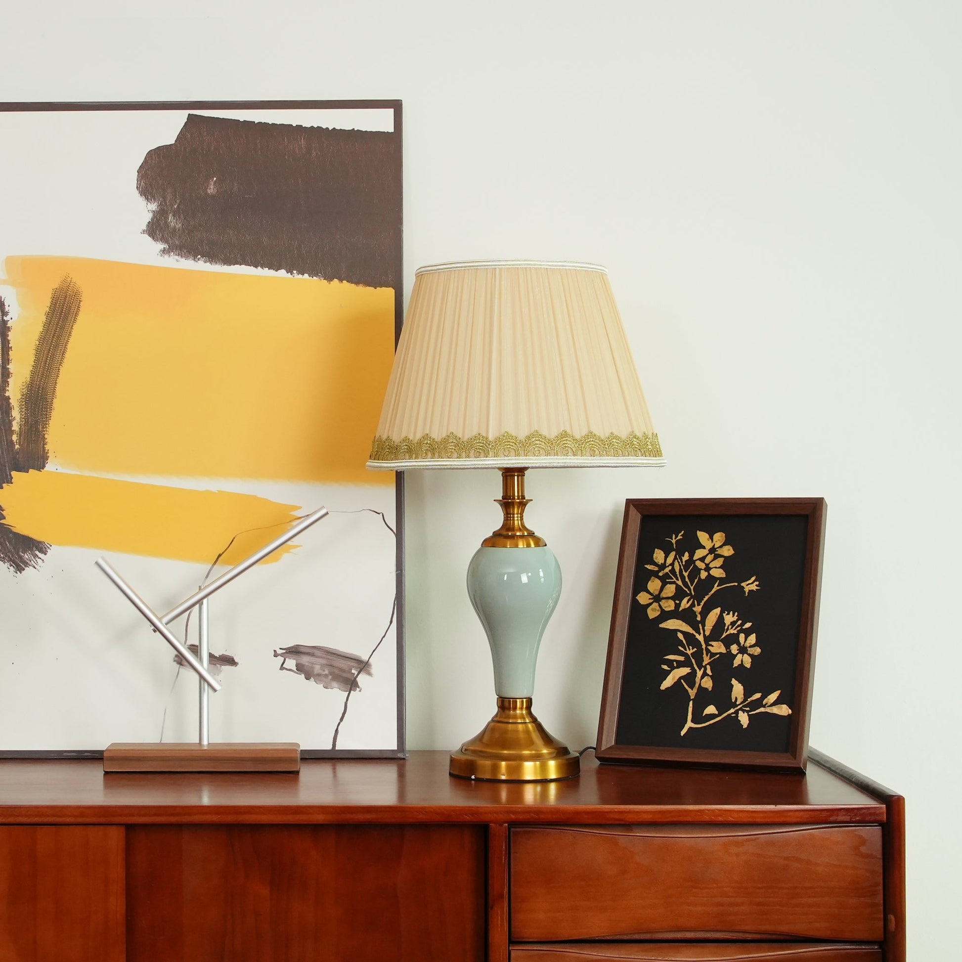 Mirova Ceramic Fabric Table Lamp-Neutral Decor