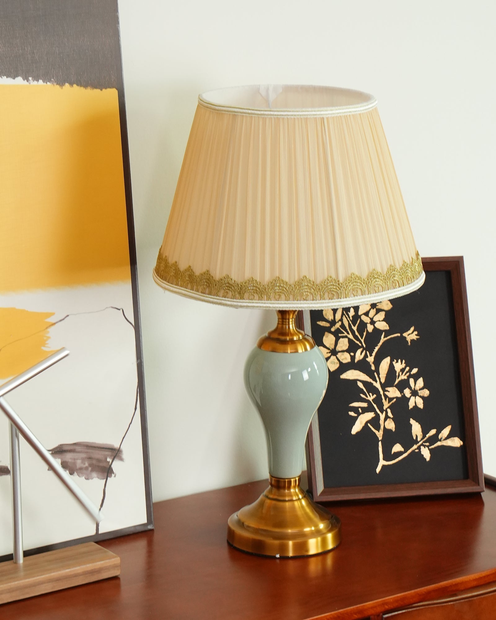 Mirova Ceramic Fabric Table Lamp-Neutral Decor