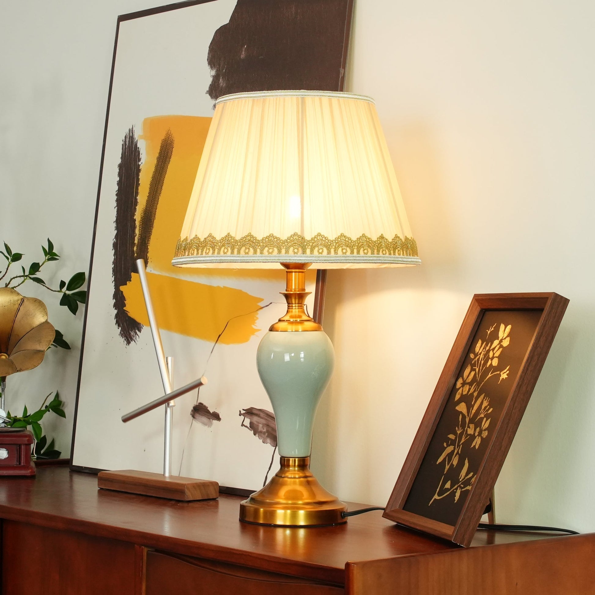 Mirova Ceramic Fabric Table Lamp-Neutral Decor