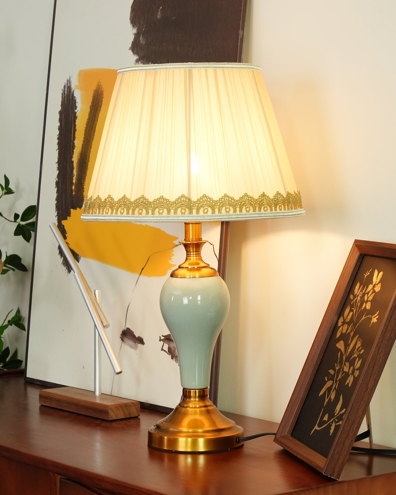 Mirova Ceramic Fabric Table Lamp-Neutral Decor