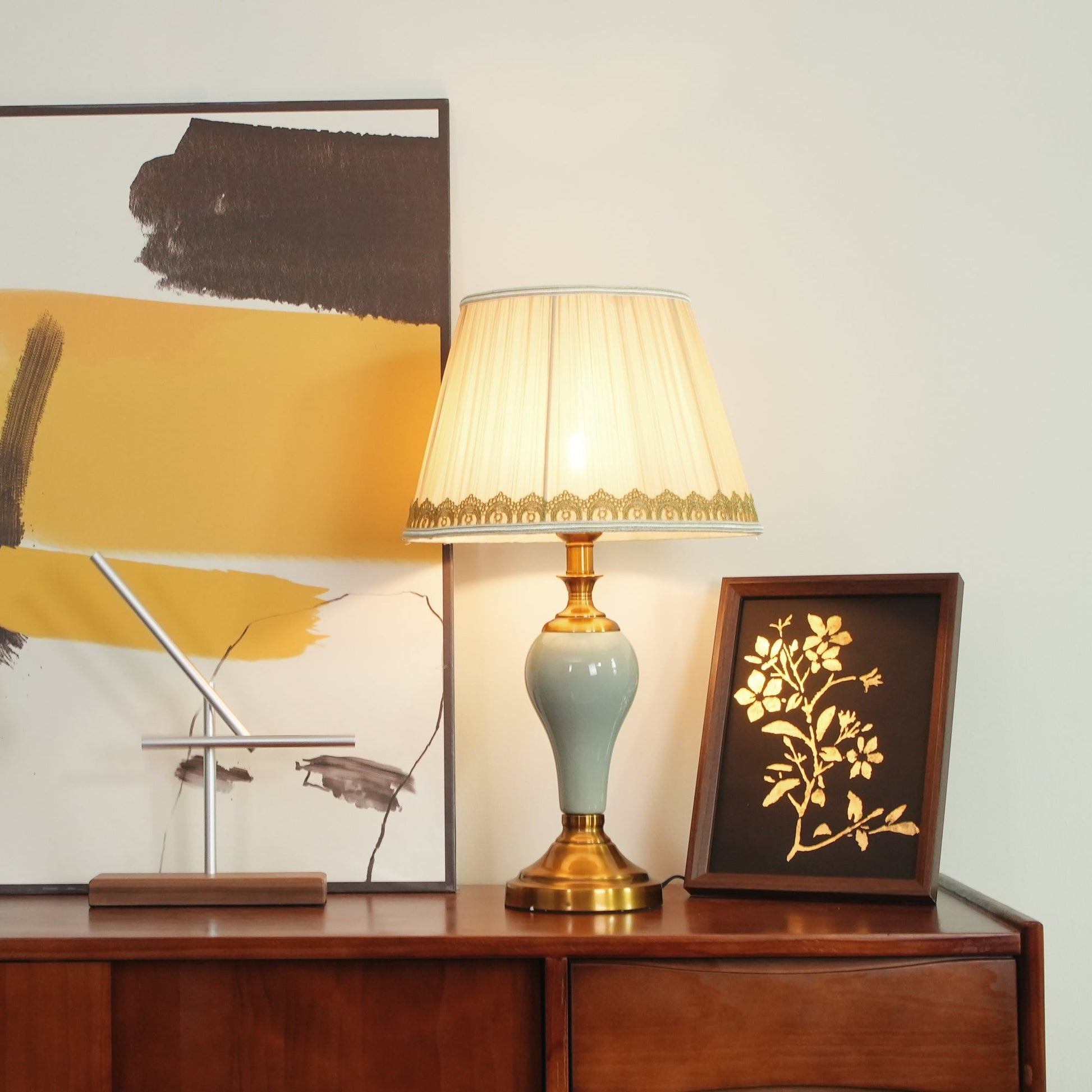 Mirova Ceramic Fabric Table Lamp-Neutral Decor