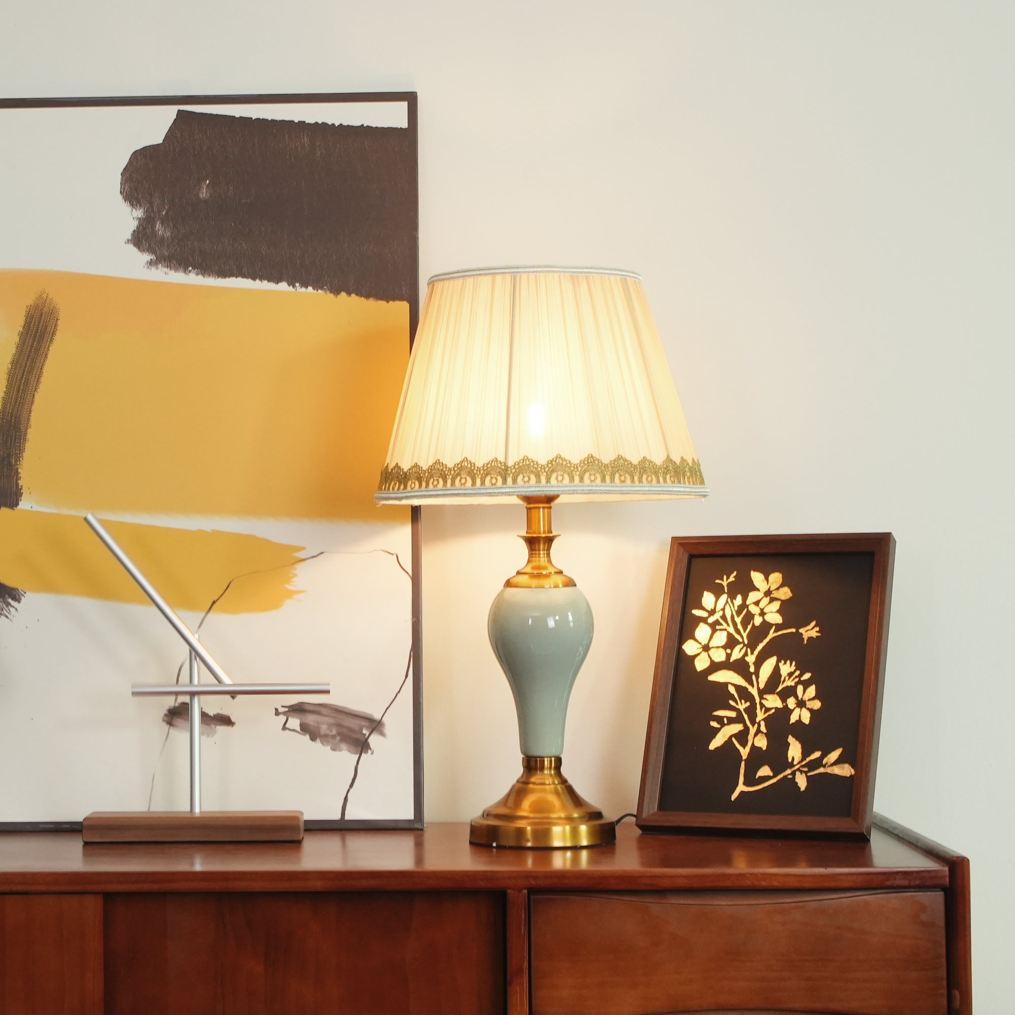 Mirova Ceramic Fabric Table Lamp-Neutral Decor