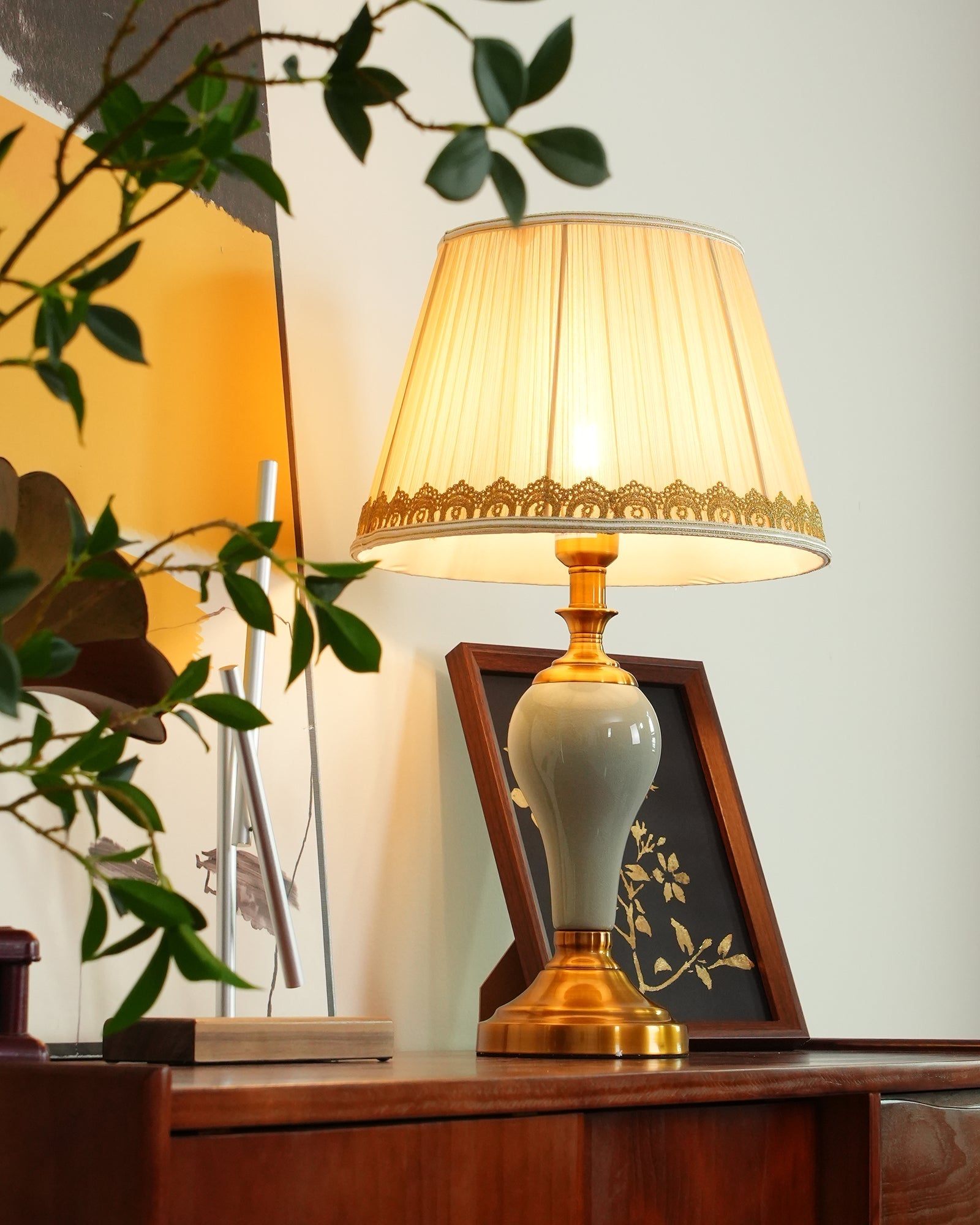 Mirova Ceramic Fabric Table Lamp-Neutral Decor