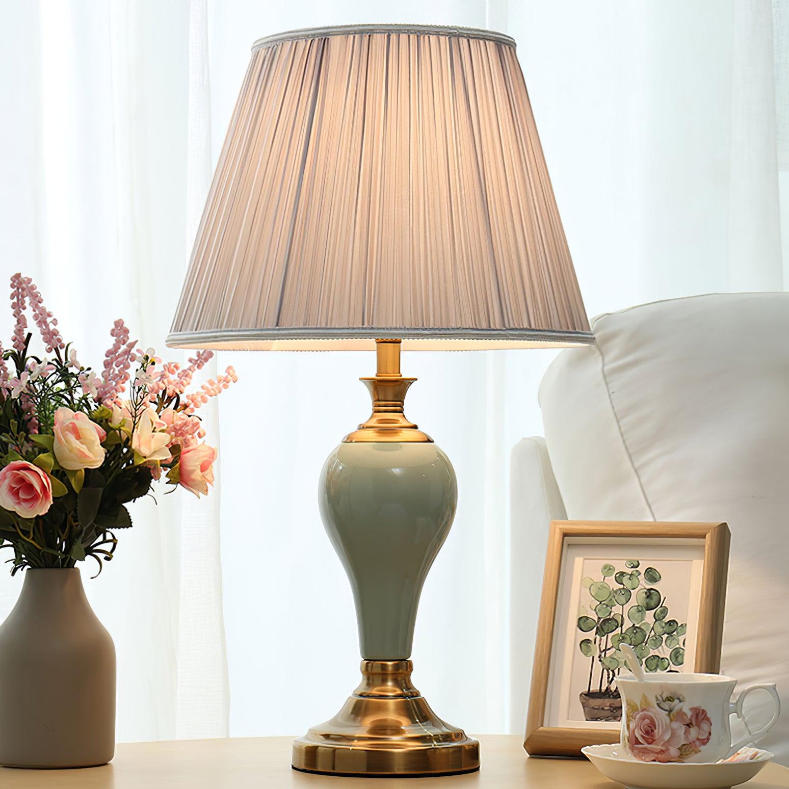 Mirova Ceramic Fabric Table Lamp-Neutral Decor
