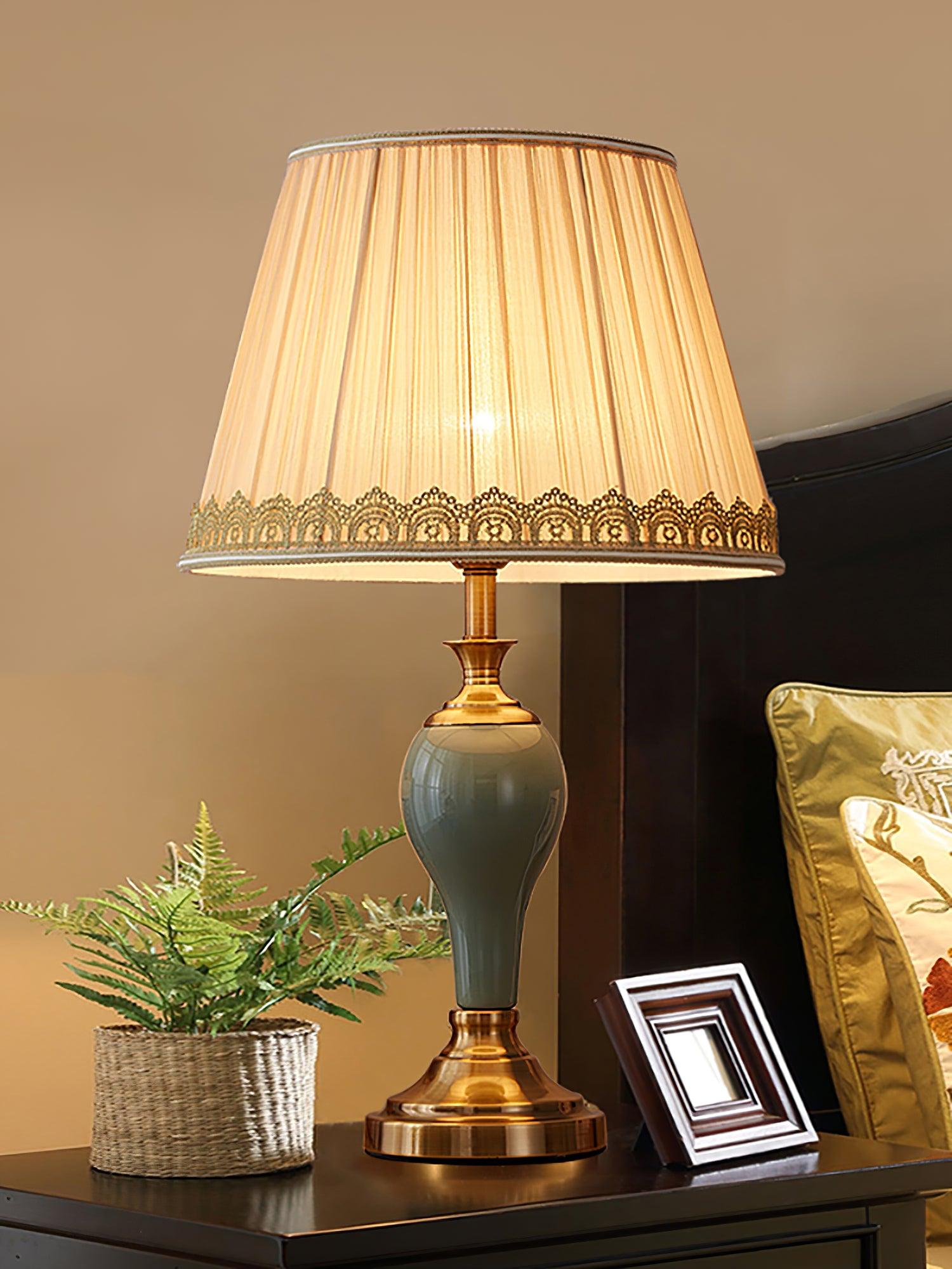 Mirova Ceramic Fabric Table Lamp-Neutral Decor