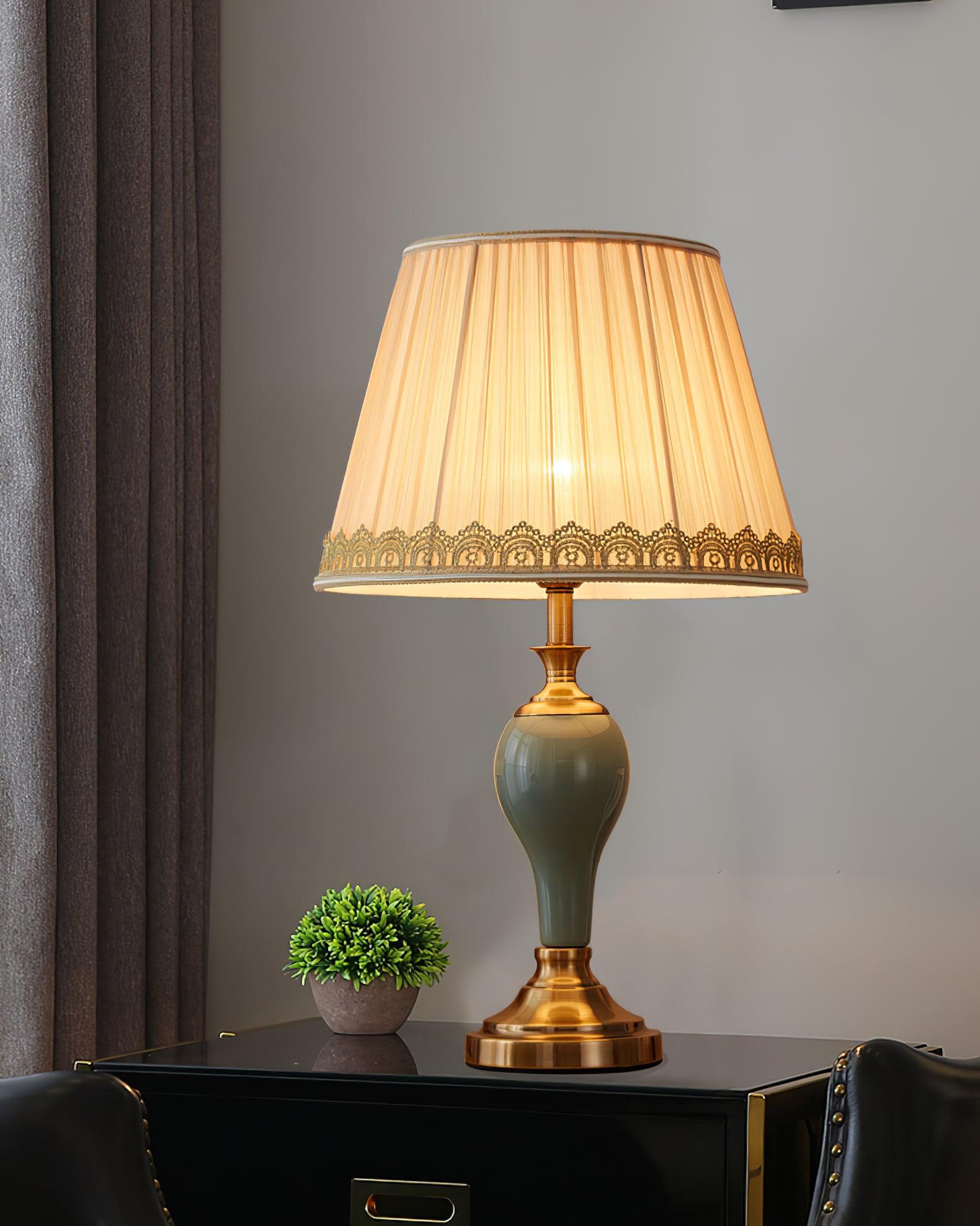 Mirova Ceramic Fabric Table Lamp-Neutral Decor