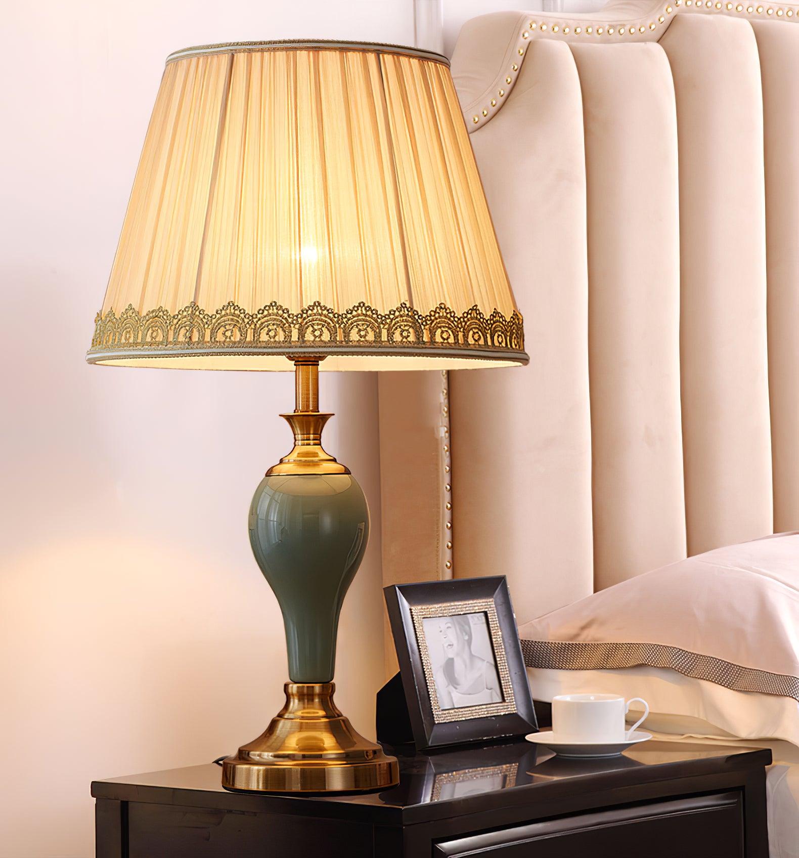 Mirova Ceramic Fabric Table Lamp-Neutral Decor