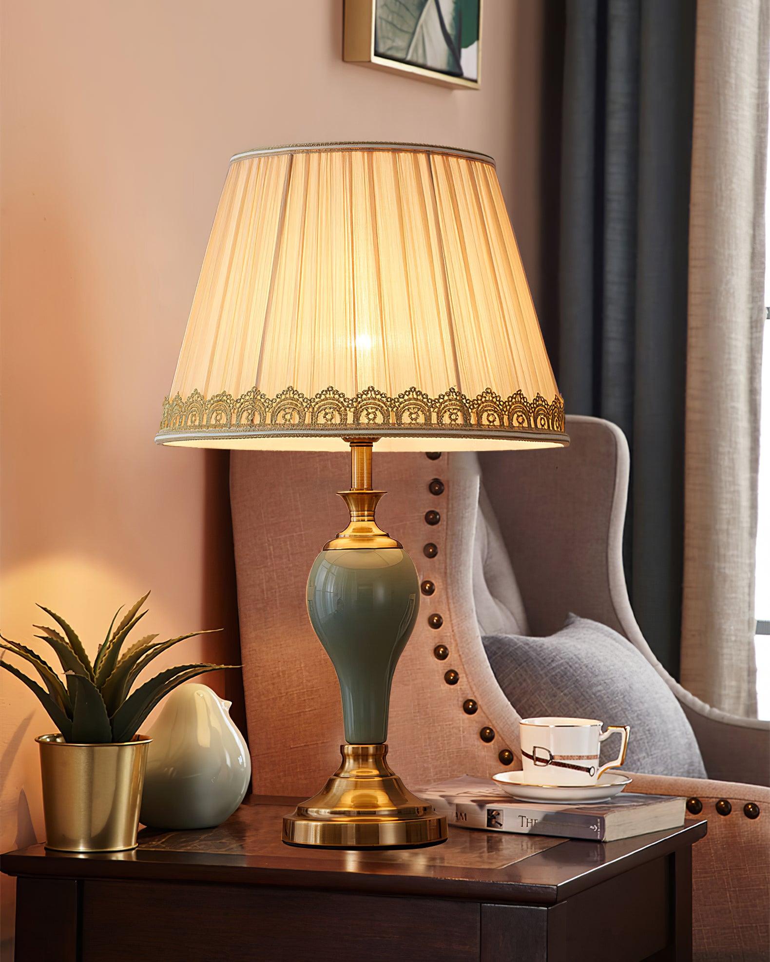Mirova Ceramic Fabric Table Lamp-Neutral Decor