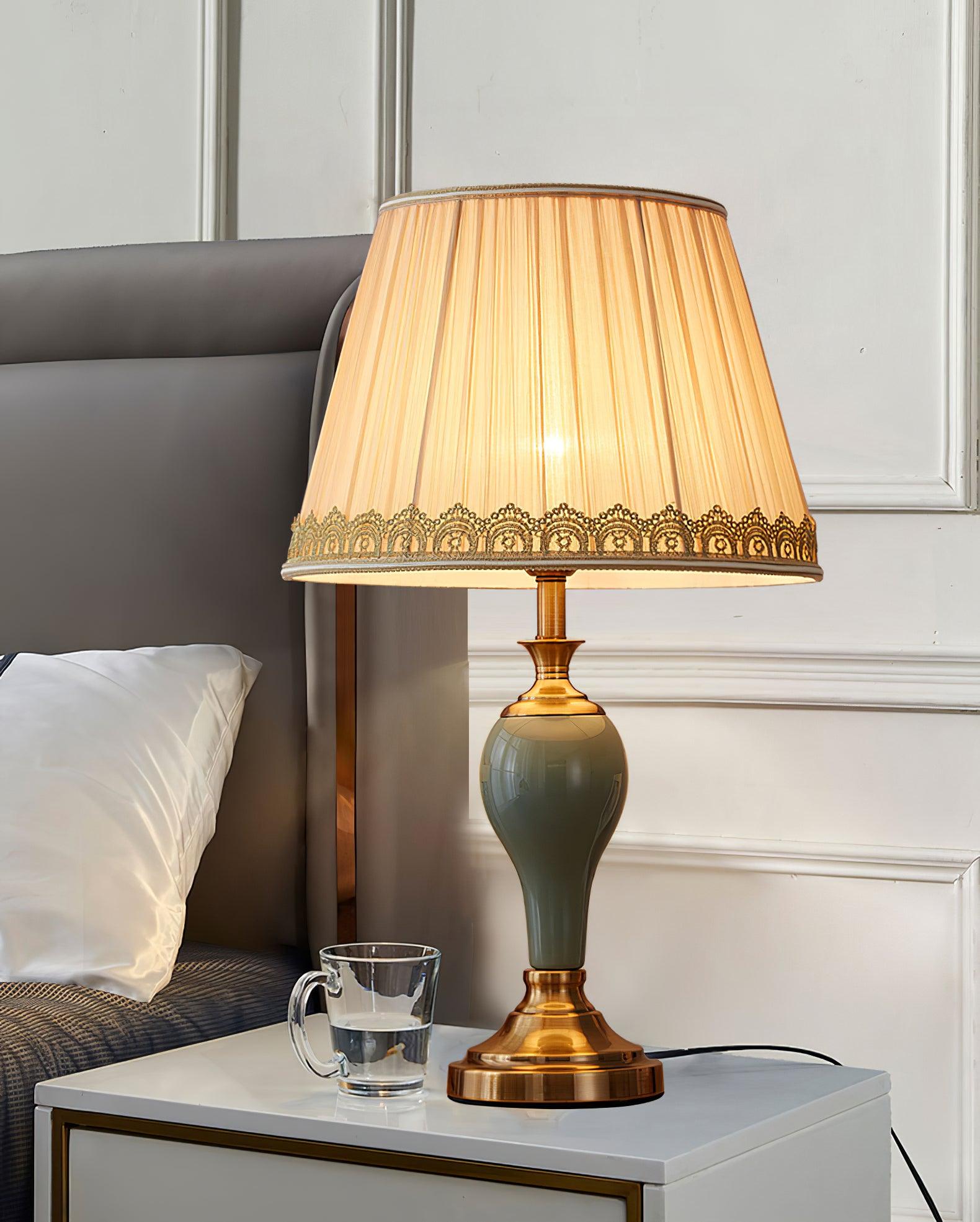 Mirova Ceramic Fabric Table Lamp-Neutral Decor
