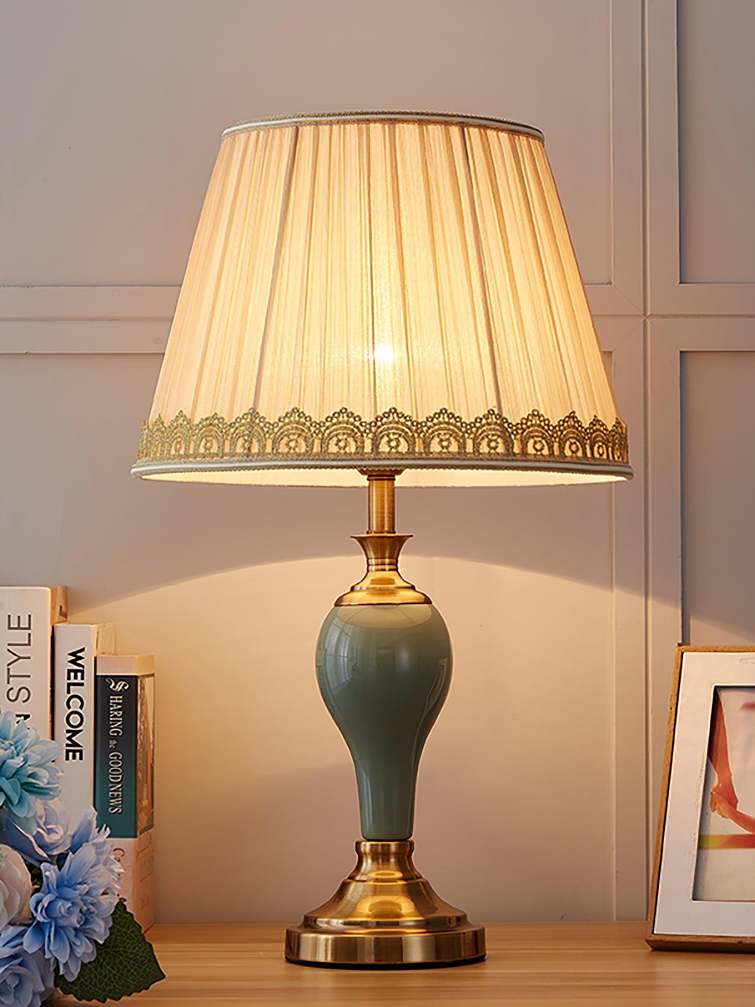 Mirova Ceramic Fabric Table Lamp-Neutral Decor