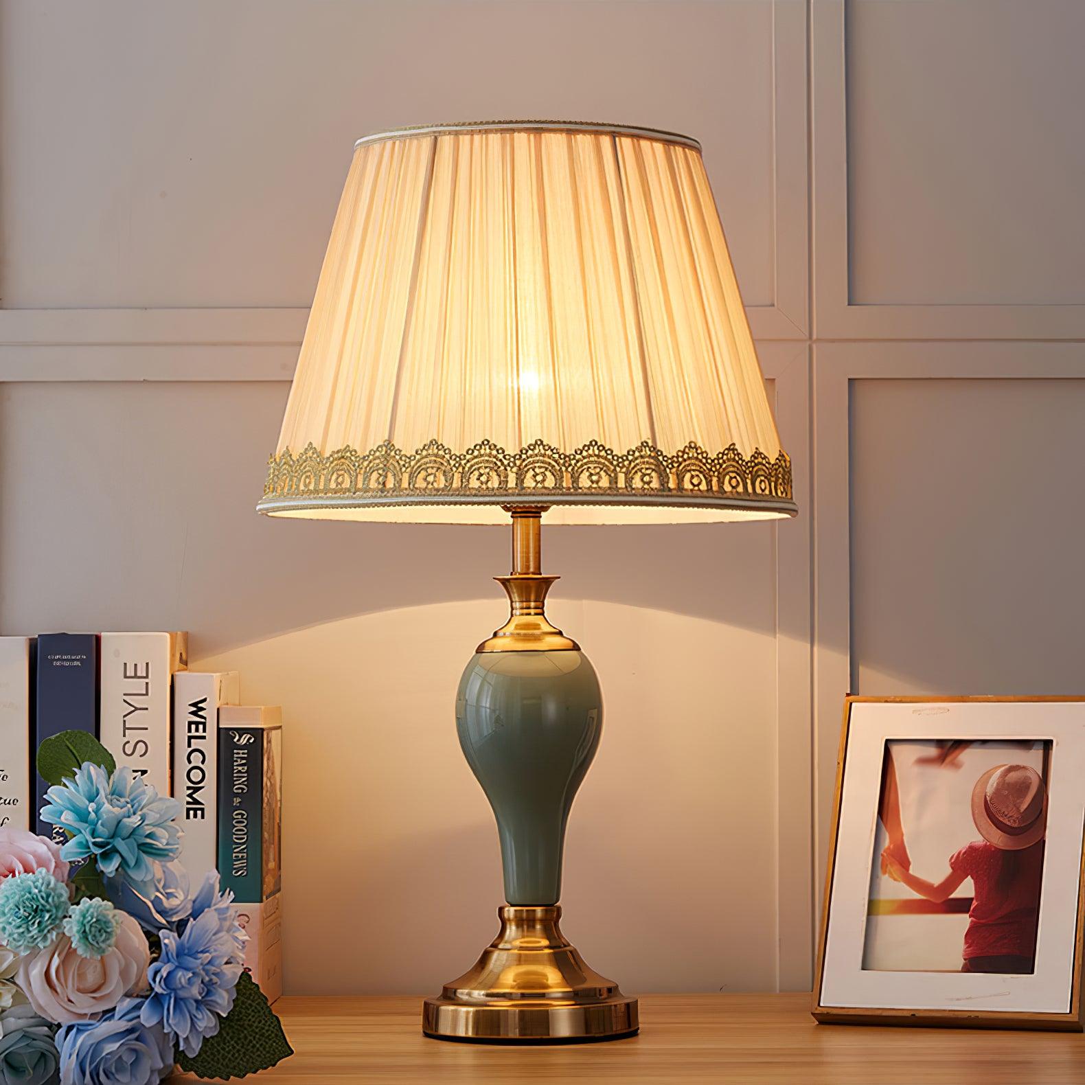 Mirova Ceramic Fabric Table Lamp-Neutral Decor